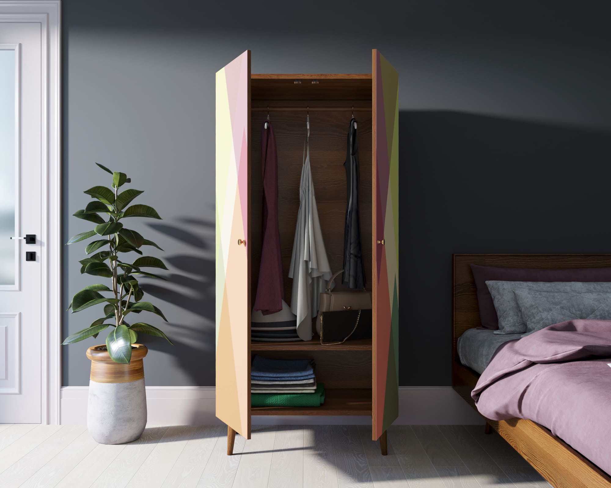 Шкаф малый двухстворчатый "Berber" принт 16 арт BB08/Print_16 в интернет-магазине