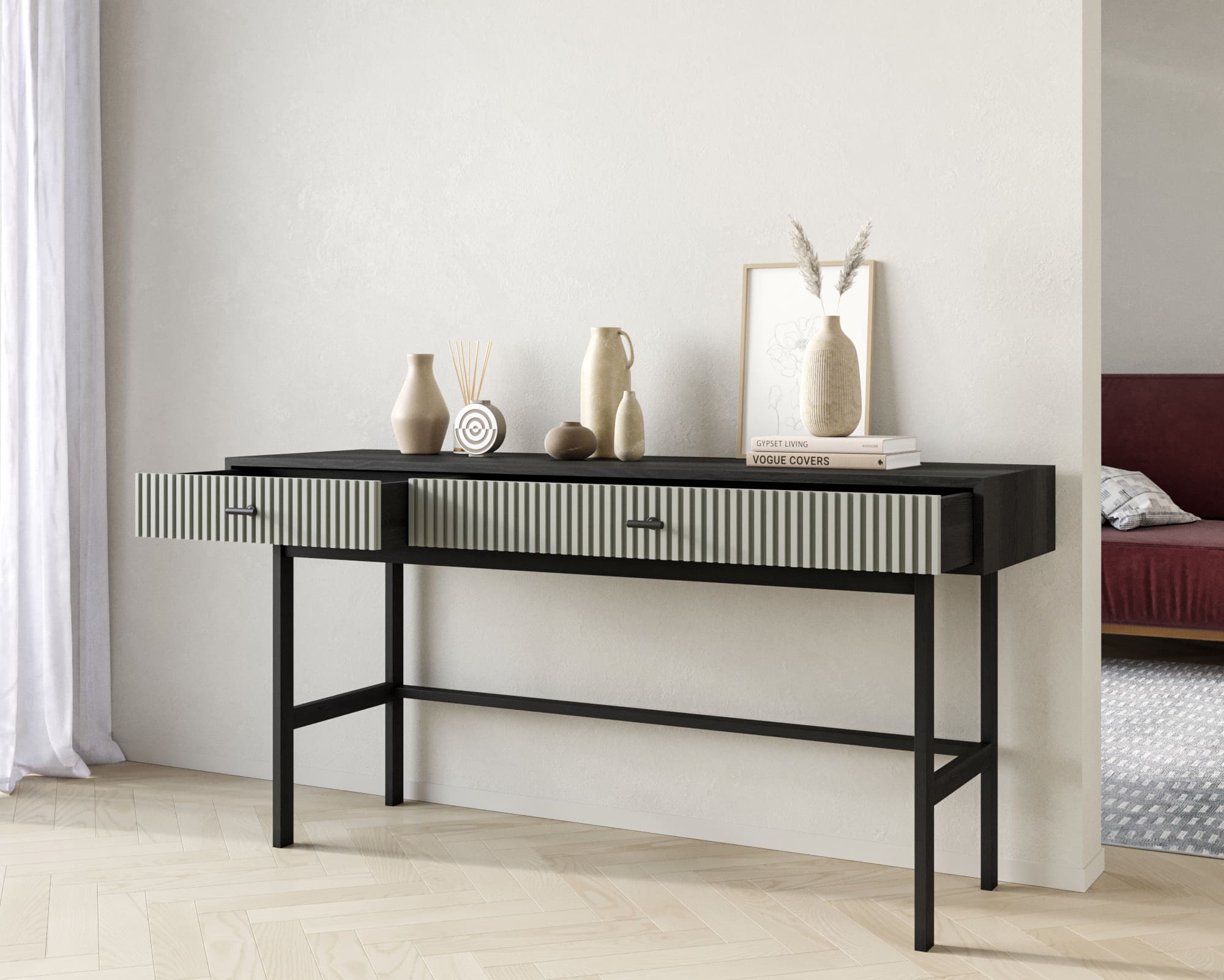 купить Консоль с двумя ящиками "Emerson" арт EM22/gray/L в Москве купить Консоль с двумя ящиками "Emerson" арт EM22/gray/L