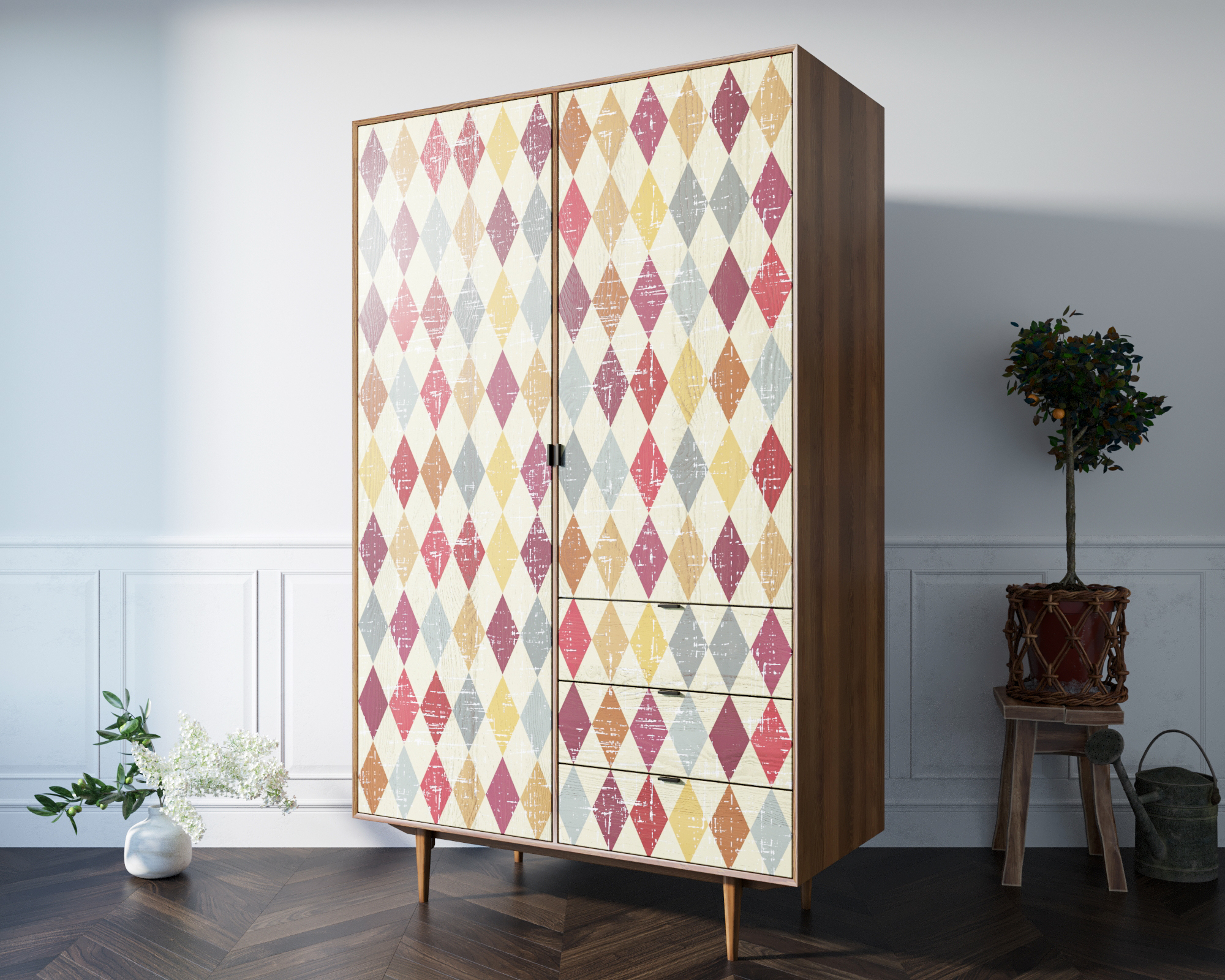 Шкаф в скандинавском стиле "Bruni print" с ящиками арт BR27P в интернет-магазине