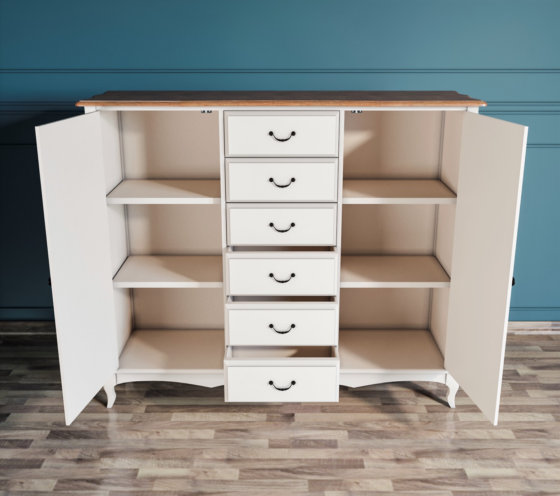 купить Комод «Leontina» с шестью ящиками и дверками арт ST9350 в Москве купить Комод «Leontina» с шестью ящиками и дверками арт ST9350