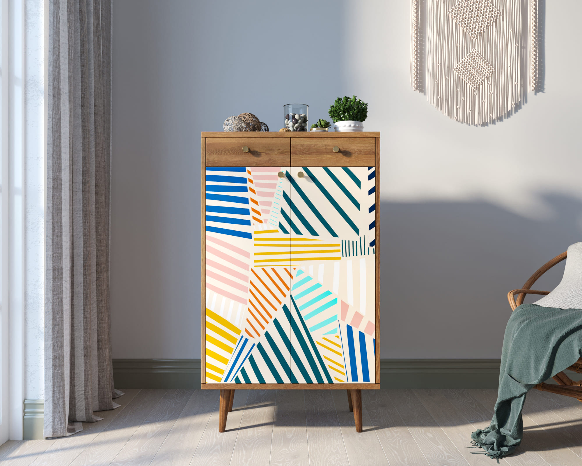 Комод "Berber" два ящика и дверки 42 принт арт BB46/Print_42 в интернет-магазине