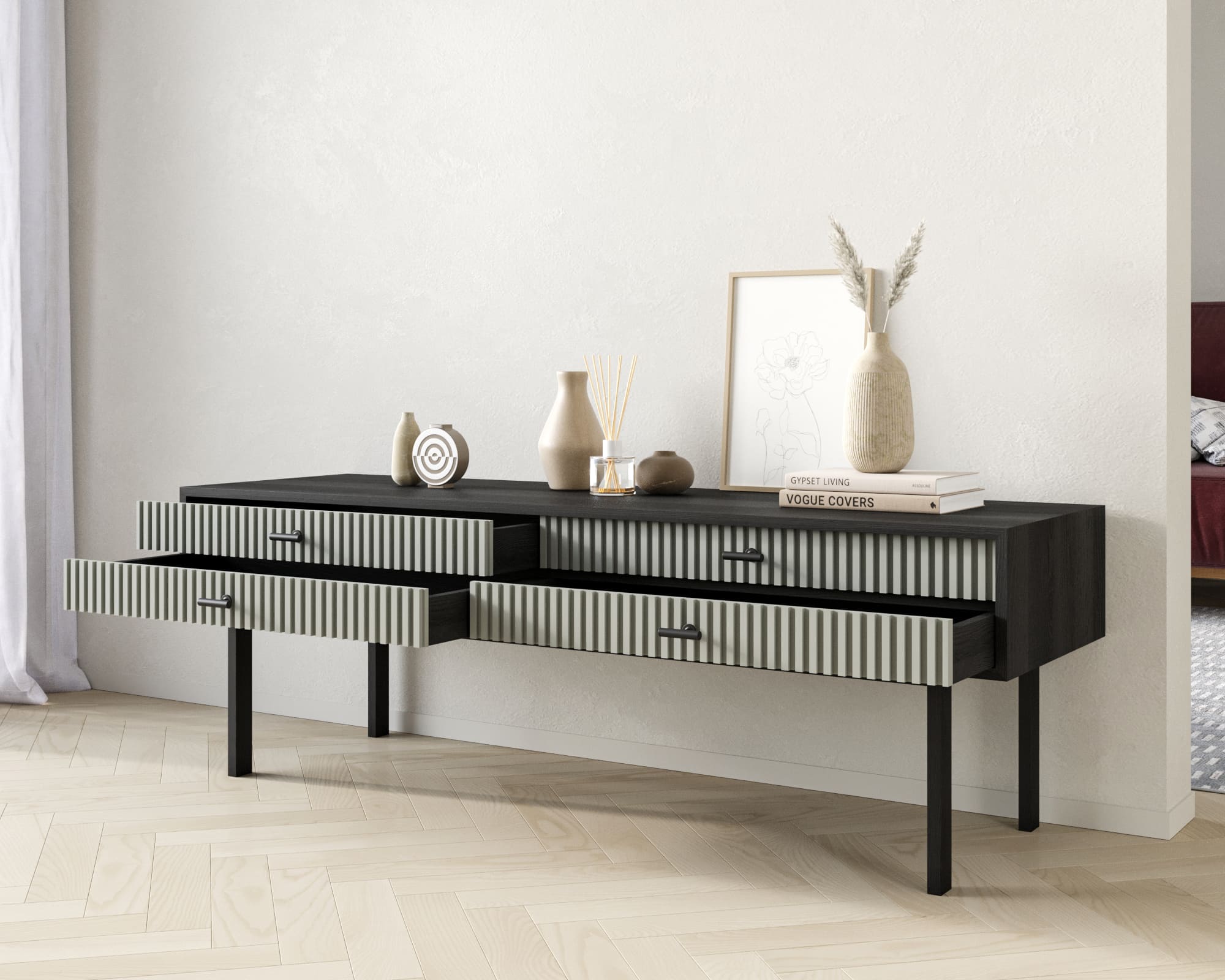 купить Консоль с двумя ящиками "Emerson" арт EM23/gray/L в Москве купить Консоль с двумя ящиками "Emerson" арт EM23/gray/L