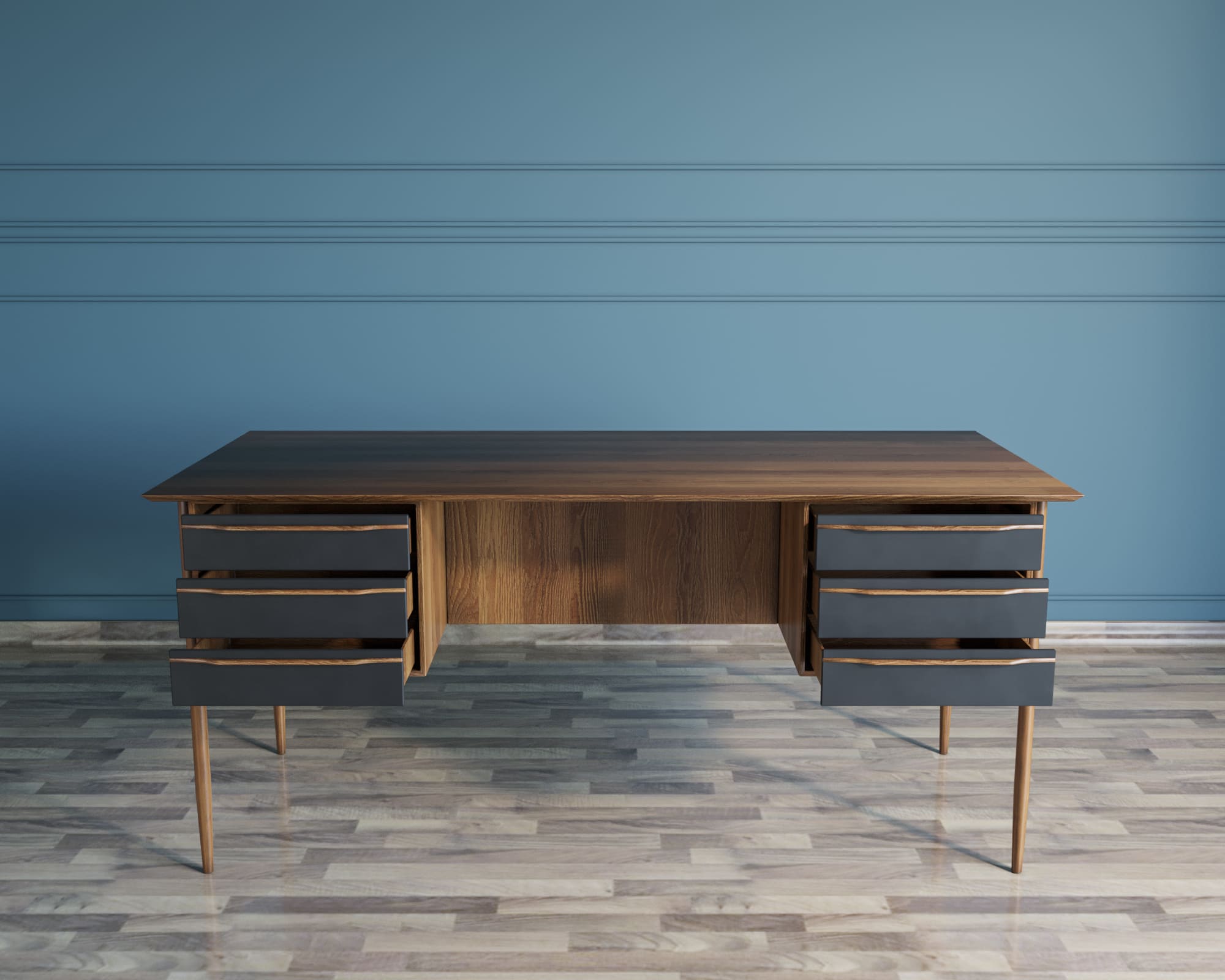 заказать Рабочий письменный стол"Bruni Black" с ящиками арт BR47Black