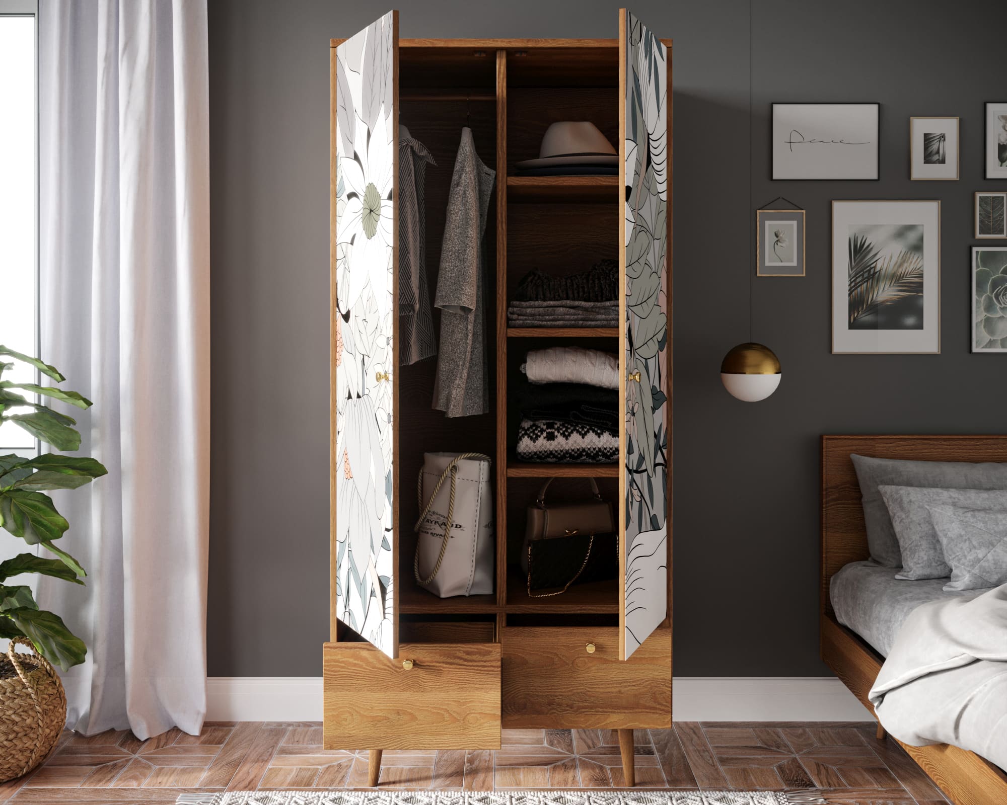 Шкаф двухстворчатый "Berber" принт 50 арт BB16/Print_50 в интернет-магазине