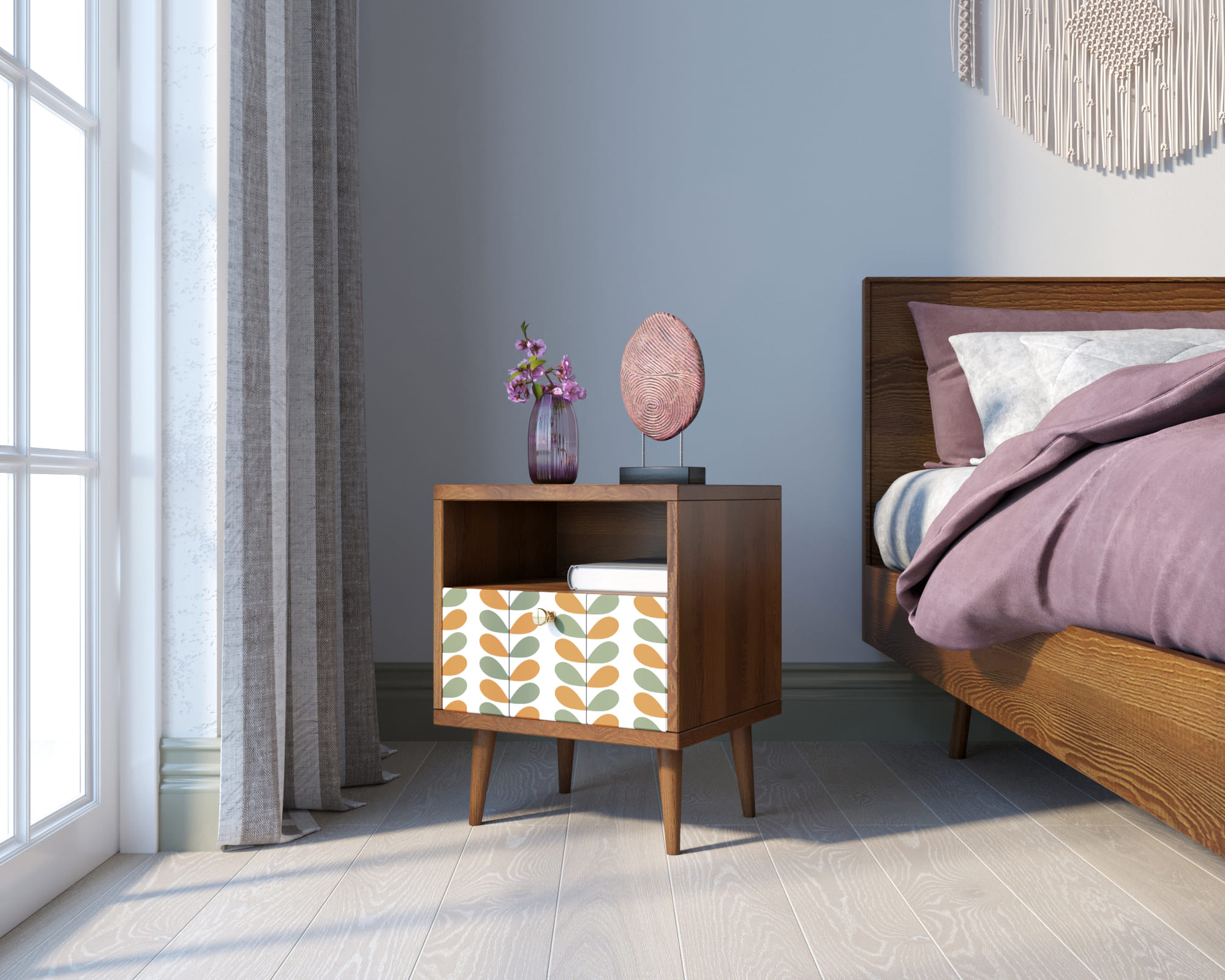 фото Тумбочка "Berber" с одним ящиком 23 принт арт BB06/Print_23, разноцветная