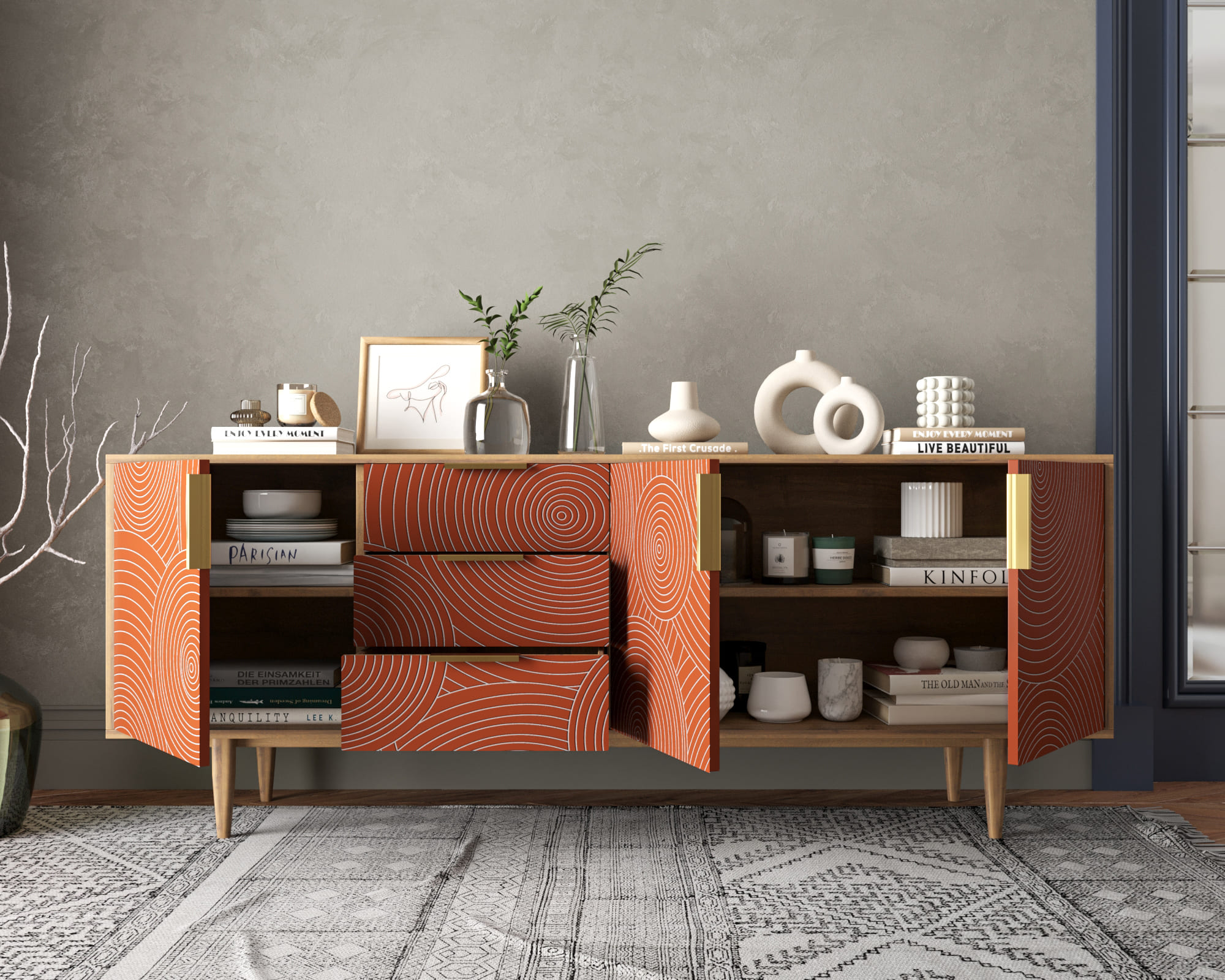 купить Комод "Line" удлиненный R25/red