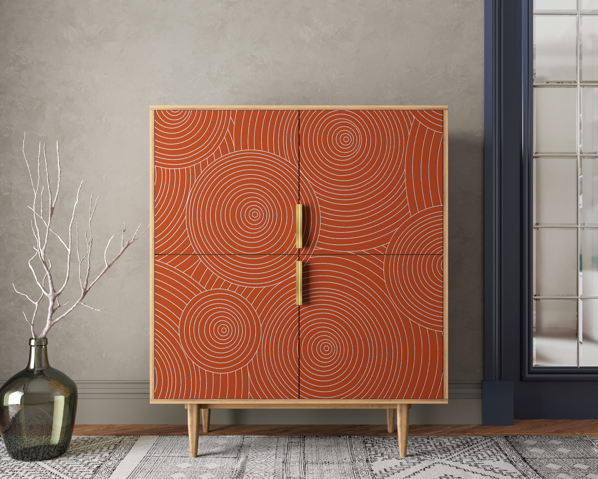 Большой комод с четырьмя дверками "Line" R19/red в интернет-магазине