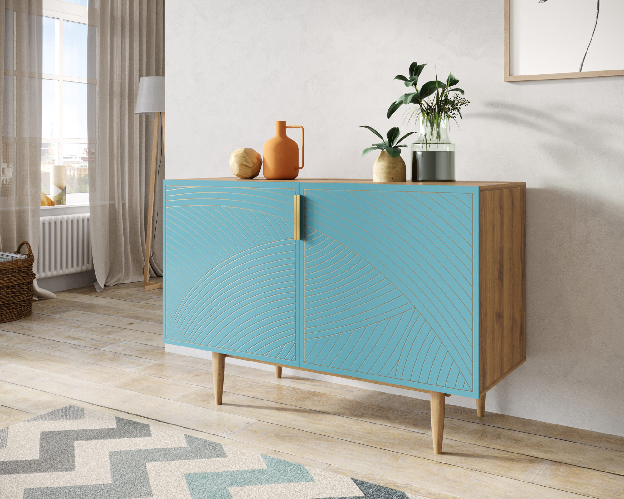 заказать Комод с двумя дверками "Line" LN01/GR1/blue в Москве заказать Комод с двумя дверками "Line" LN01/GR1/blue