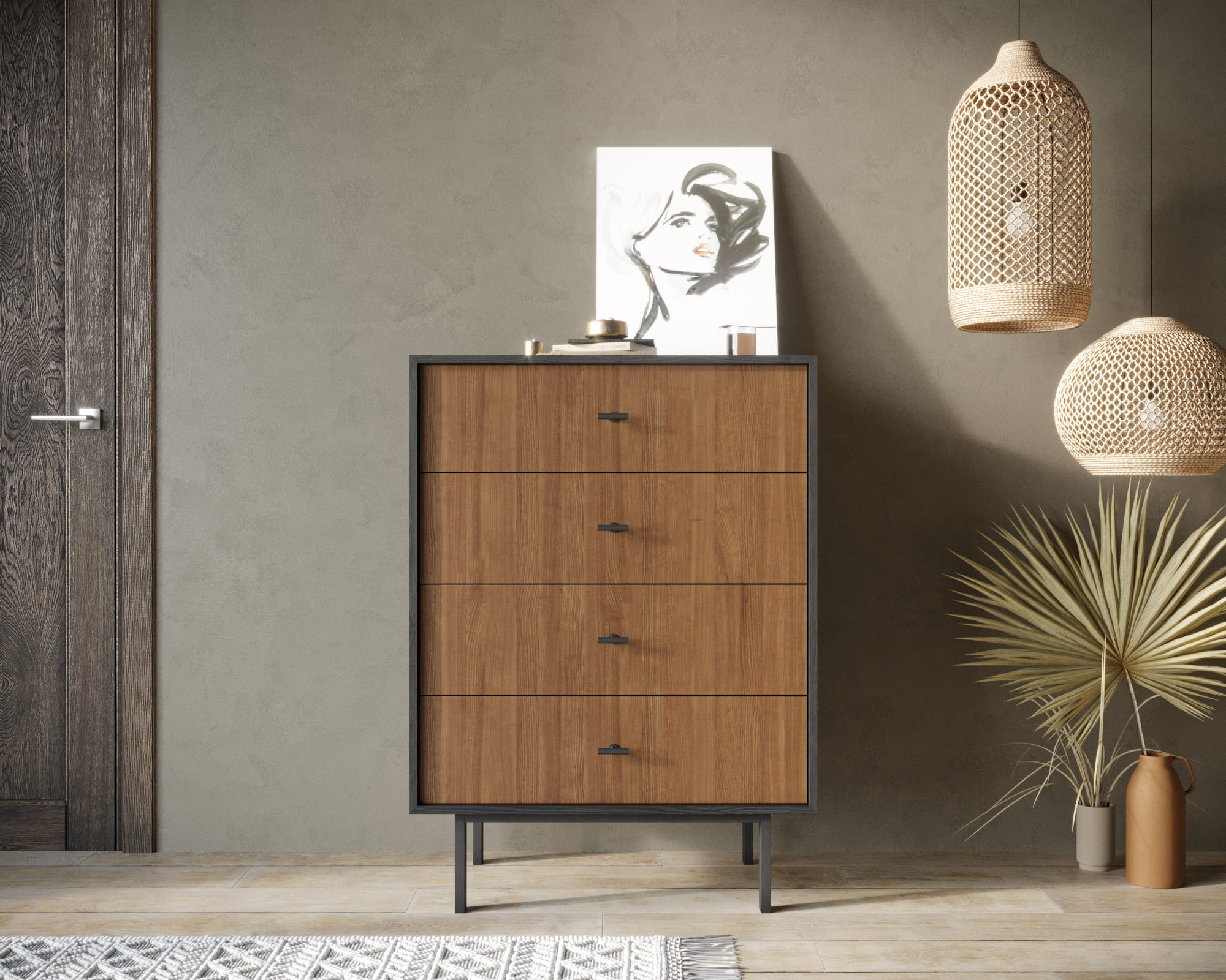 Комод вертикальный с четырьмя ящиками "Emerson" арт EM18 в интернет-магазине