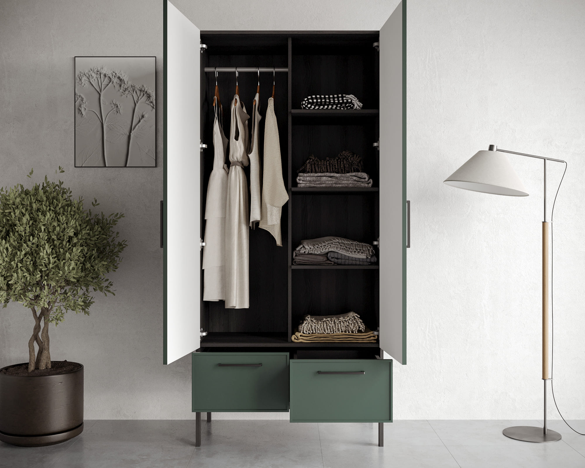 заказать Шкаф двухстворчатый  с ящиками "Nicole" NR26G