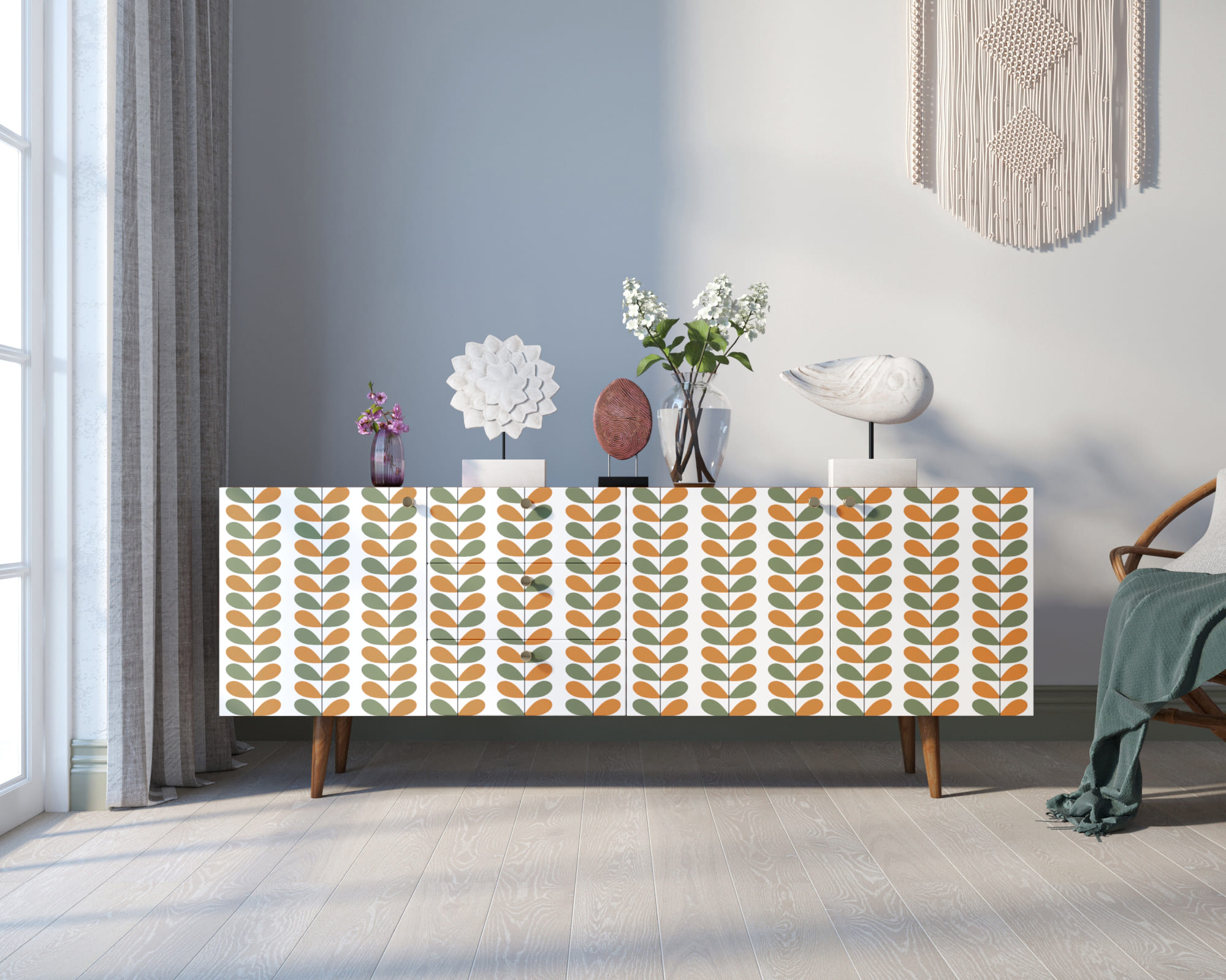 Комод "Berber" удлиненный принт 23 арт BB11/Print_23 в интерьере
