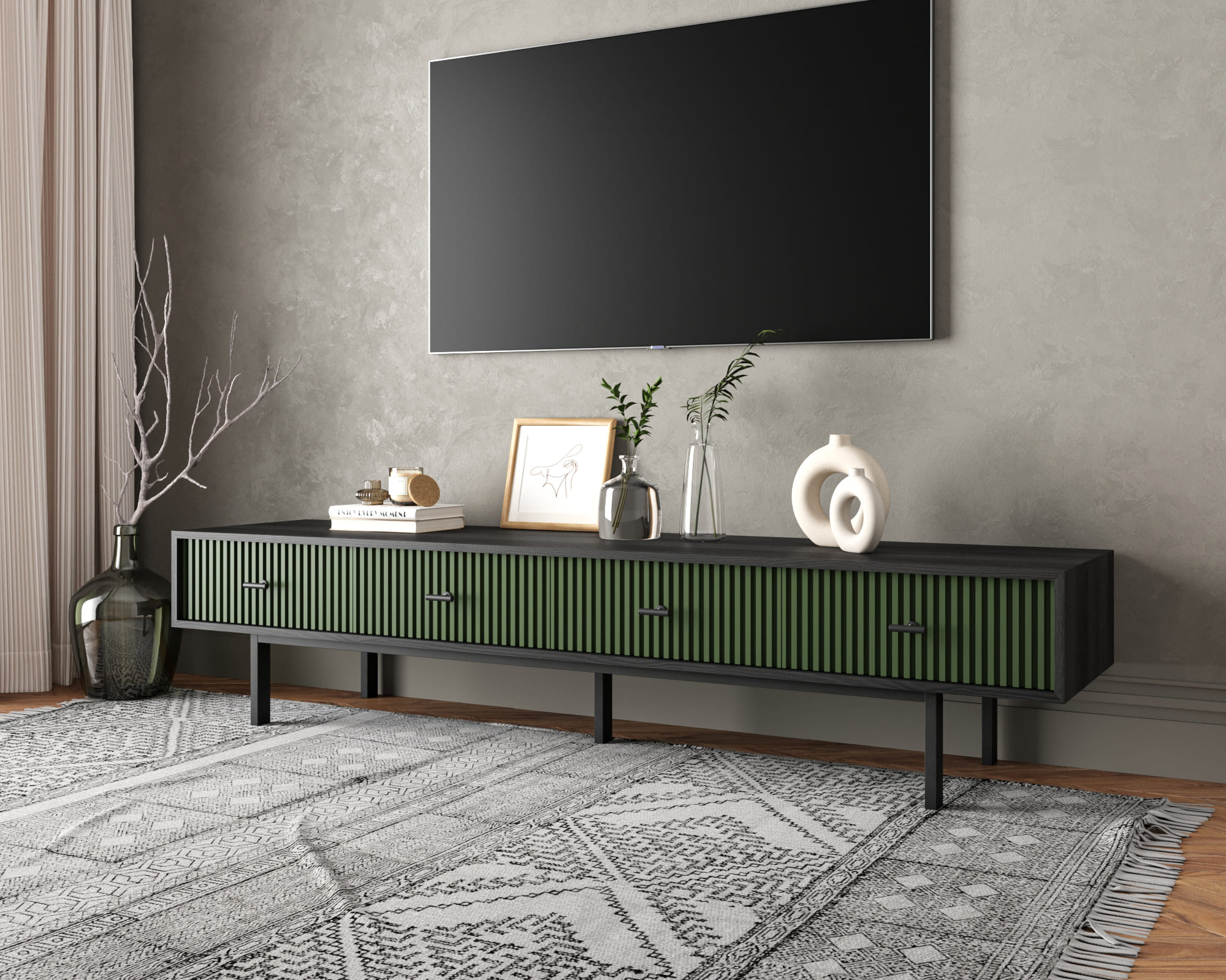 заказать Комод с четырьмя ящиками под TV "Emerson" арт EM06/green/L в Москве заказать Комод с четырьмя ящиками под TV "Emerson" арт EM06/green/L