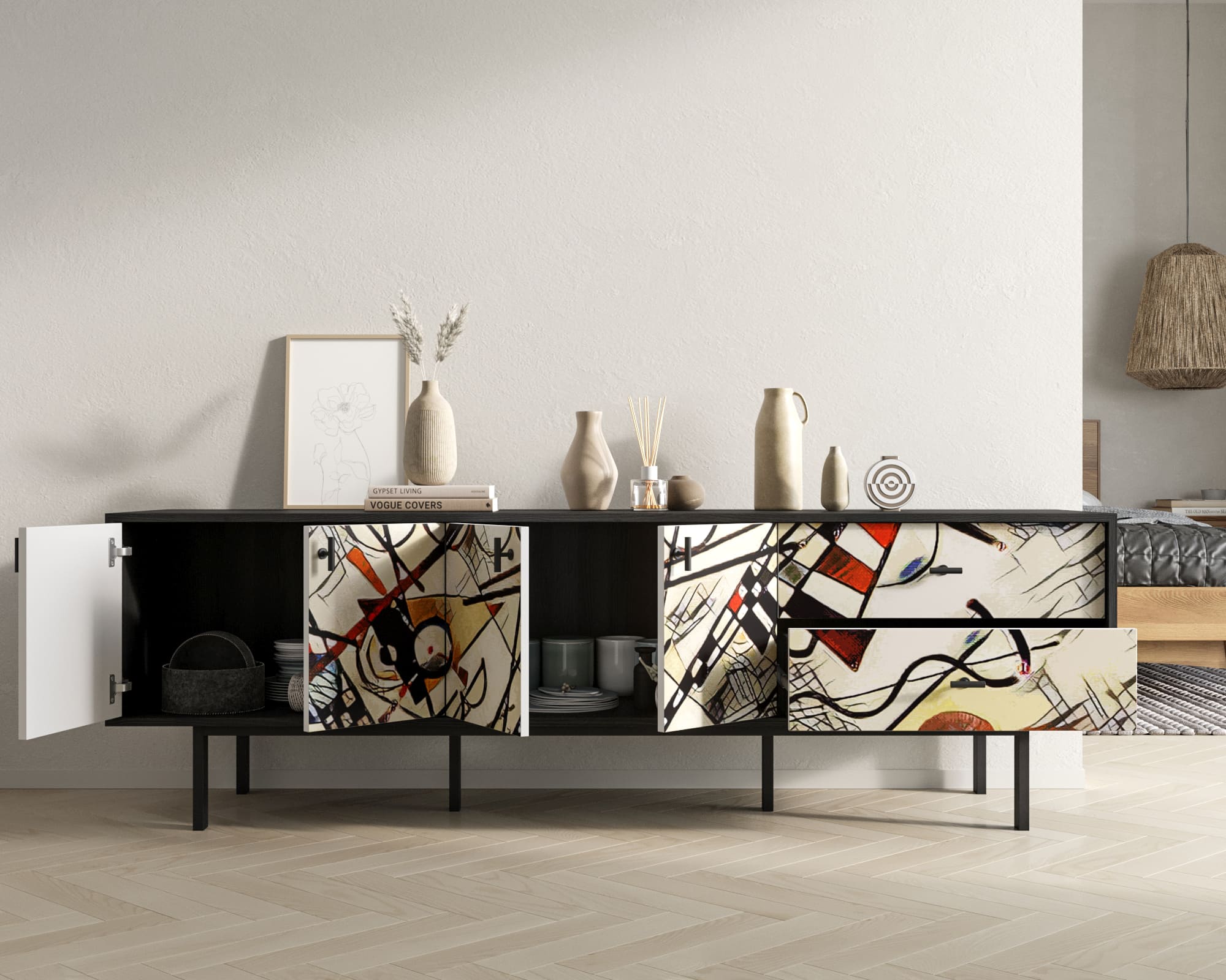 купить Комод с четырьмя дверками и двумя ящиками "Emerson" by Kandinsky арт EM04/Print_01