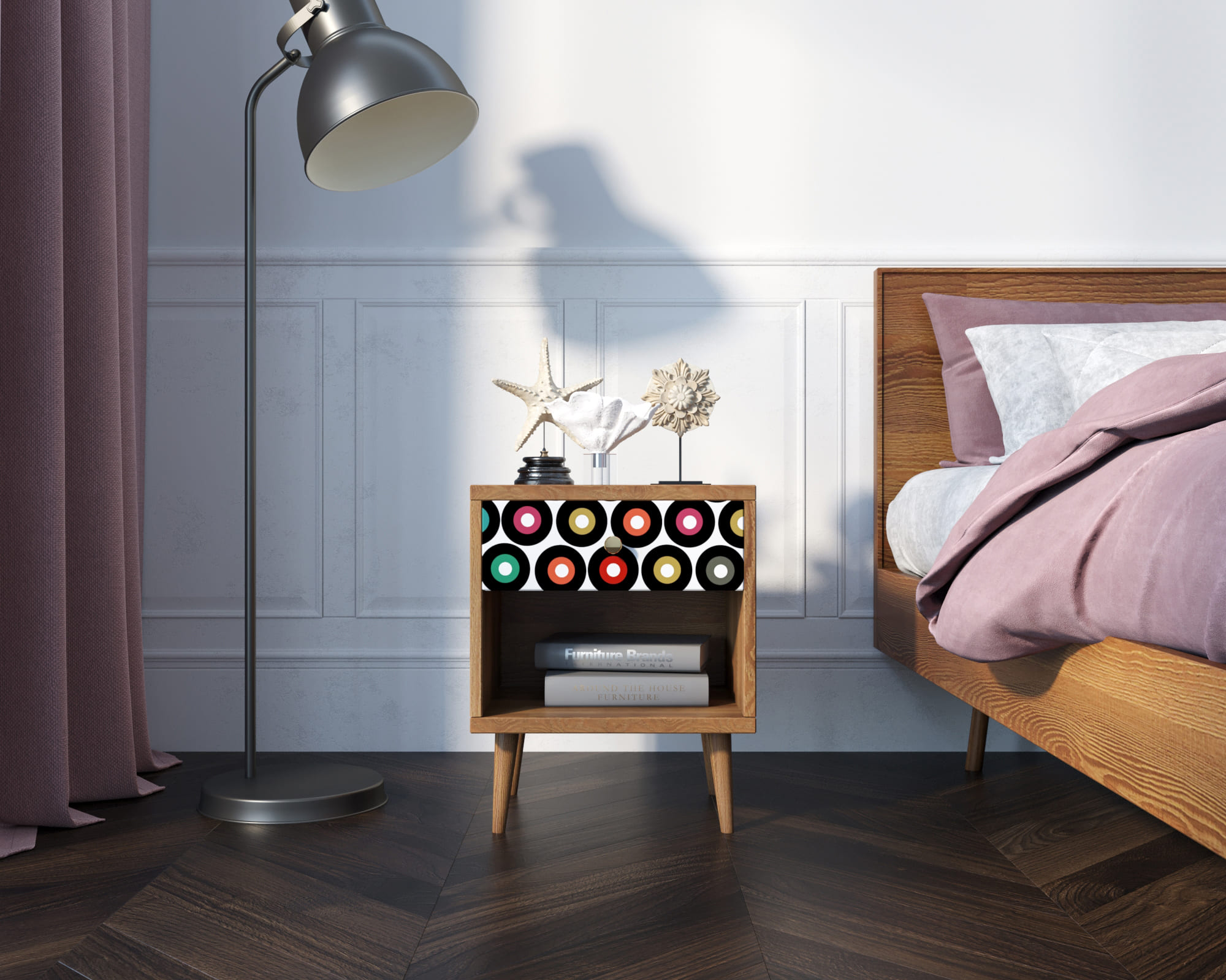 Тумбочка "Berber" с открытой полкой 37 принт арт BB33/Print_37, разноцветная в интернет-магазине в Москве Тумбочка "Berber" с открытой полкой 37 принт арт BB33/Print_37, разноцветная в интернет-магазине