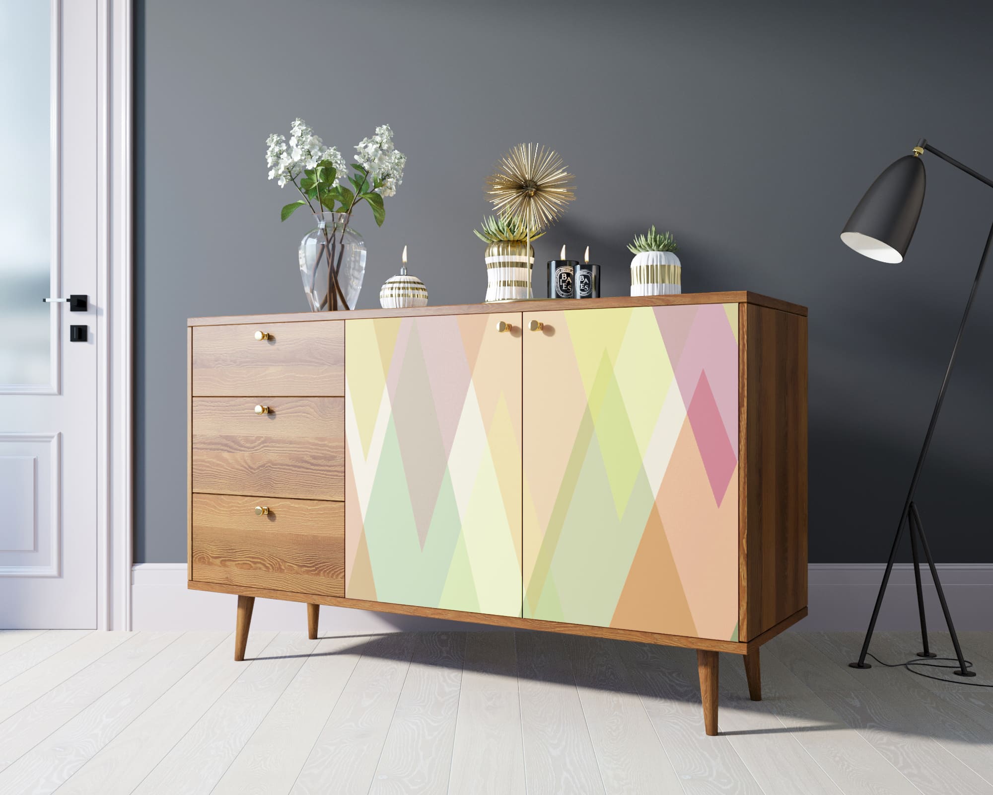 фото Комод "Berber" с двумя дверками и ящиками 16 принт арт BB05/Print_16