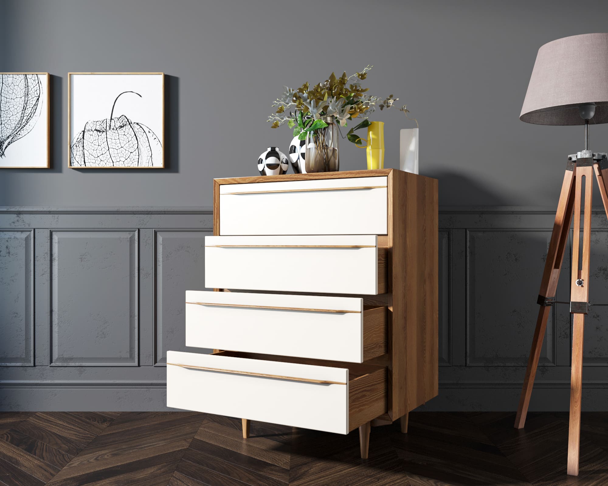 купить Комод в Скандинавском стиле "Bruni white" на четыре ящика арт BR08WH в Москве купить Комод в Скандинавском стиле "Bruni white" на четыре ящика арт BR08WH