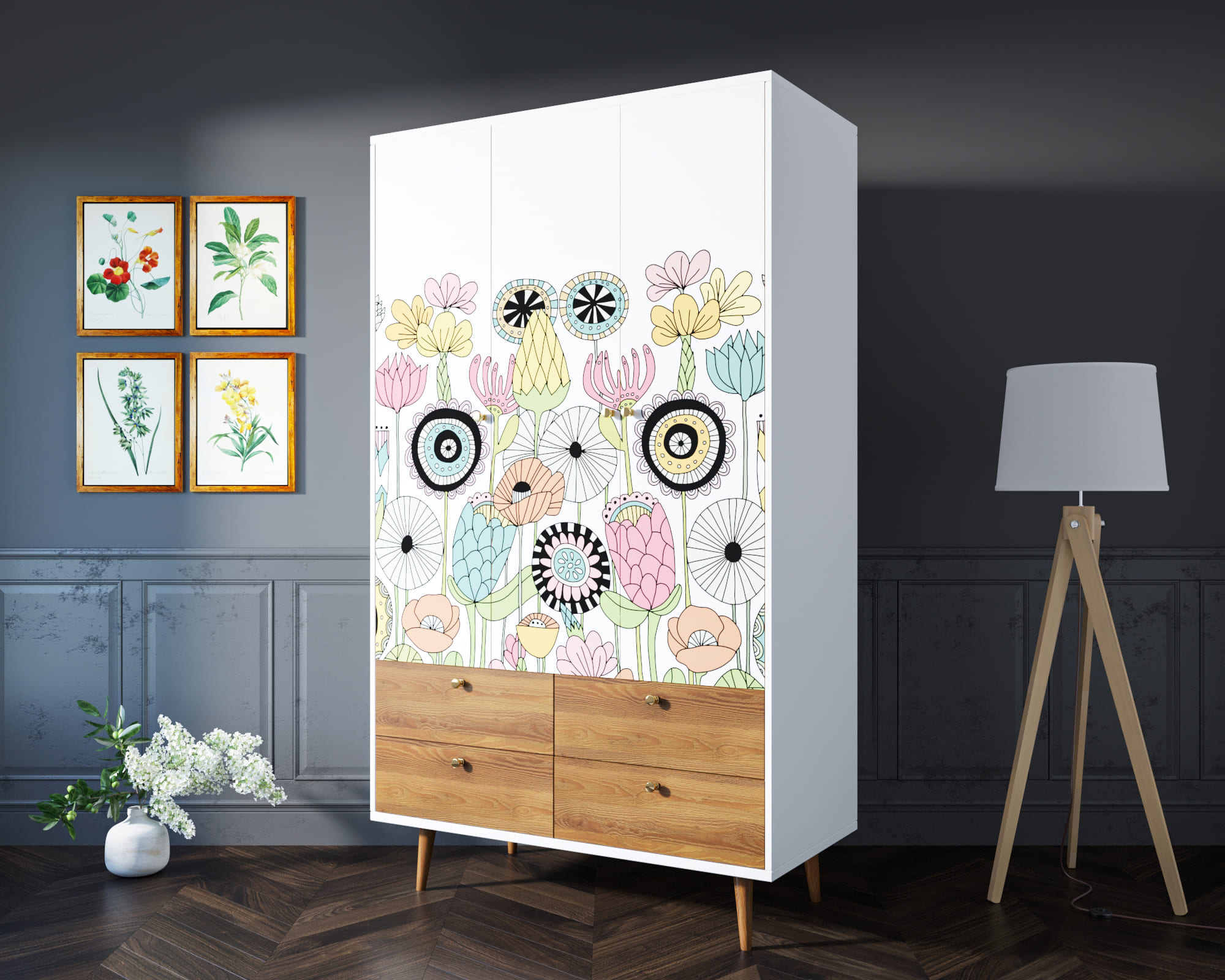 Шкаф трехстворчатый "Berber" принт 3 арт BB02/Print_03 в интернет-магазине