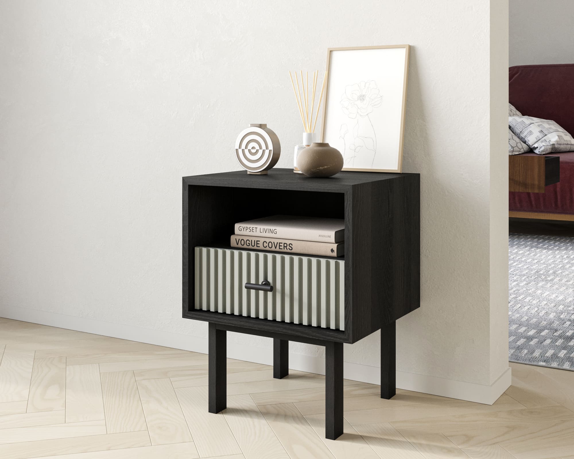 заказать Тумбочка с нижним ящиком "Emerson" арт EM17/gray/L в Москве заказать Тумбочка с нижним ящиком "Emerson" арт EM17/gray/L