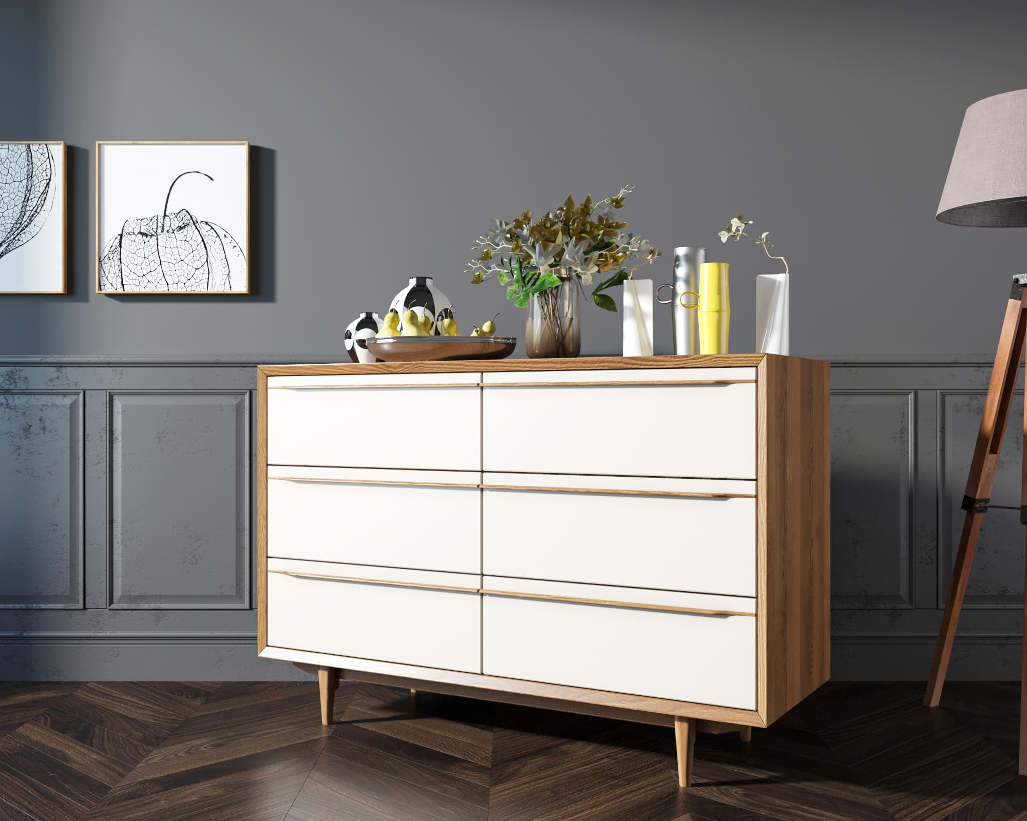 Комод "Bruni white" с шестью ящиками арт BR05WH в интернет-магазине в Москве Комод "Bruni white" с шестью ящиками арт BR05WH в интернет-магазине