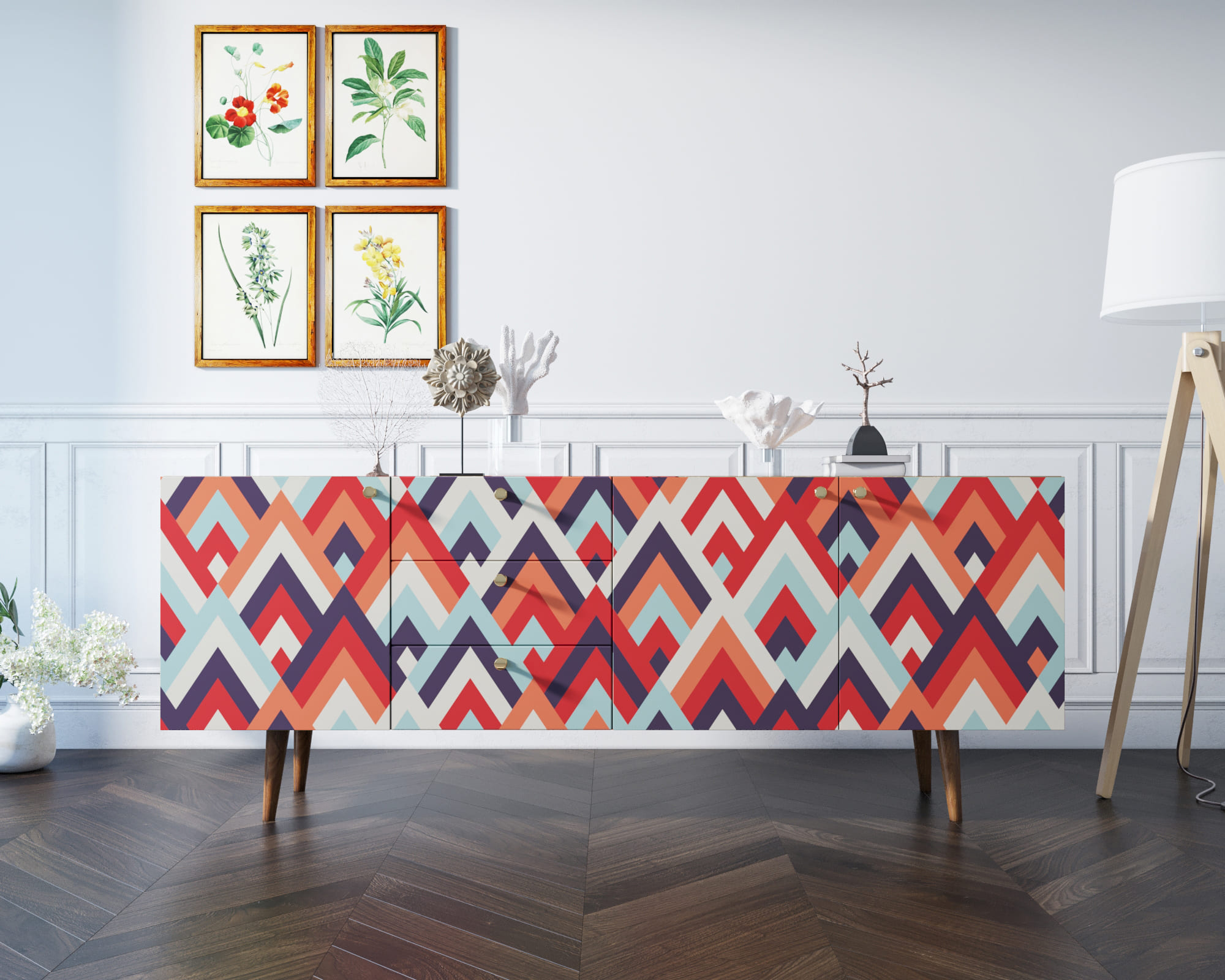 Комод "Berber" удлиненный принт 2 арт BB11/Print_02 в интерьере