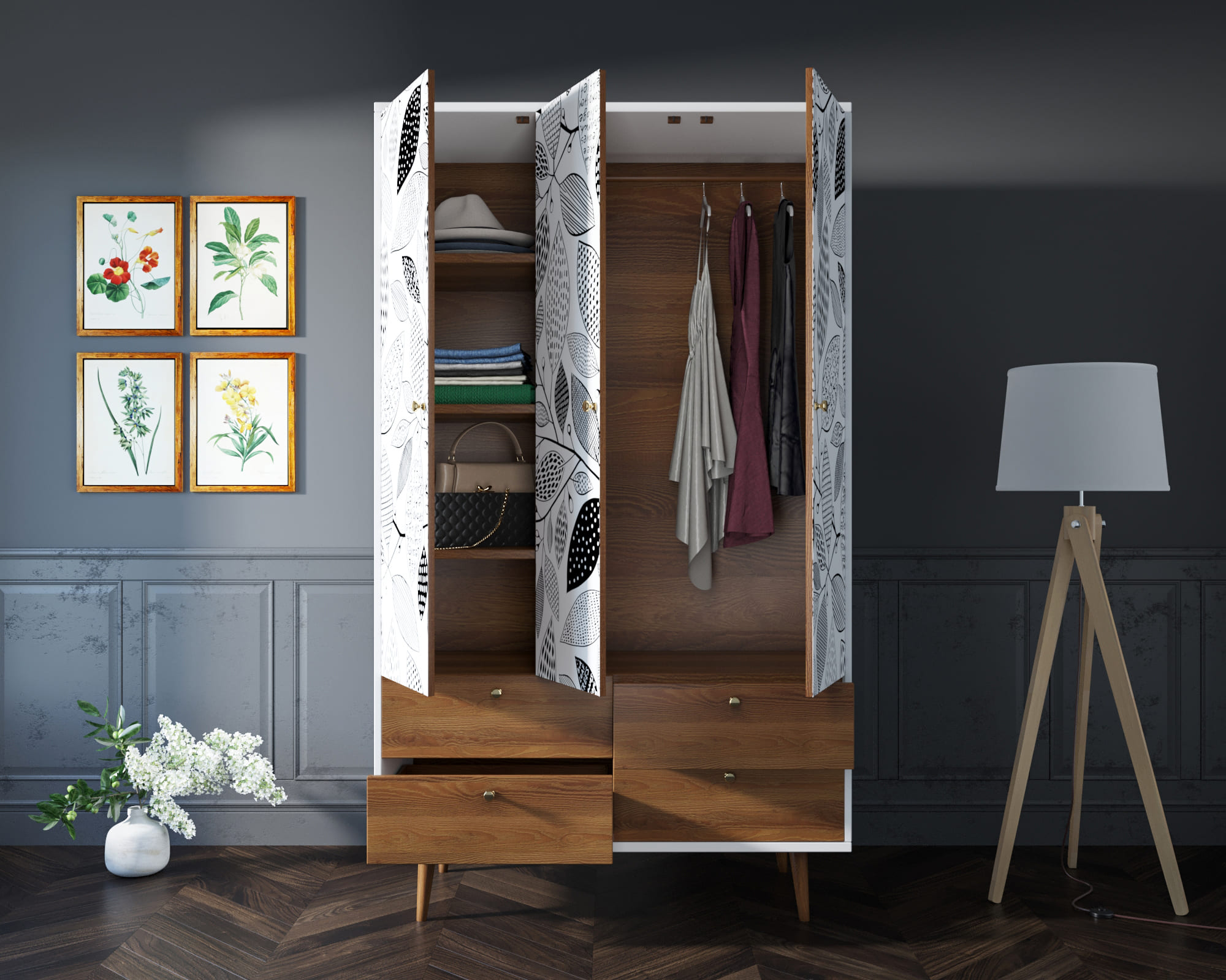 Шкаф трехстворчатый "Berber" принт 9 арт BB02/Print_09 в интернет-магазине