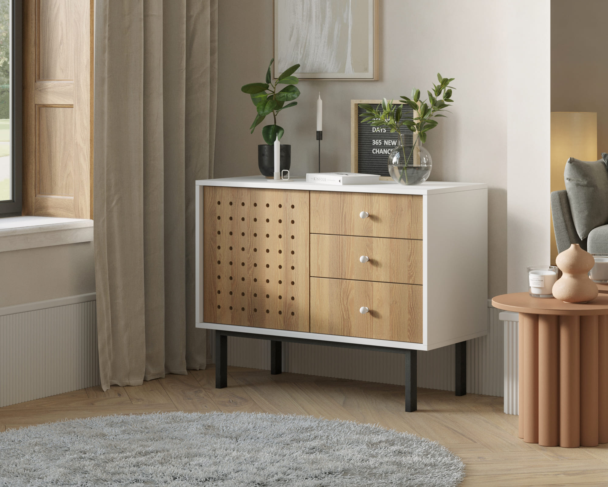 заказать Комод с тремя ящиками и дверкой KOTO арт KT11