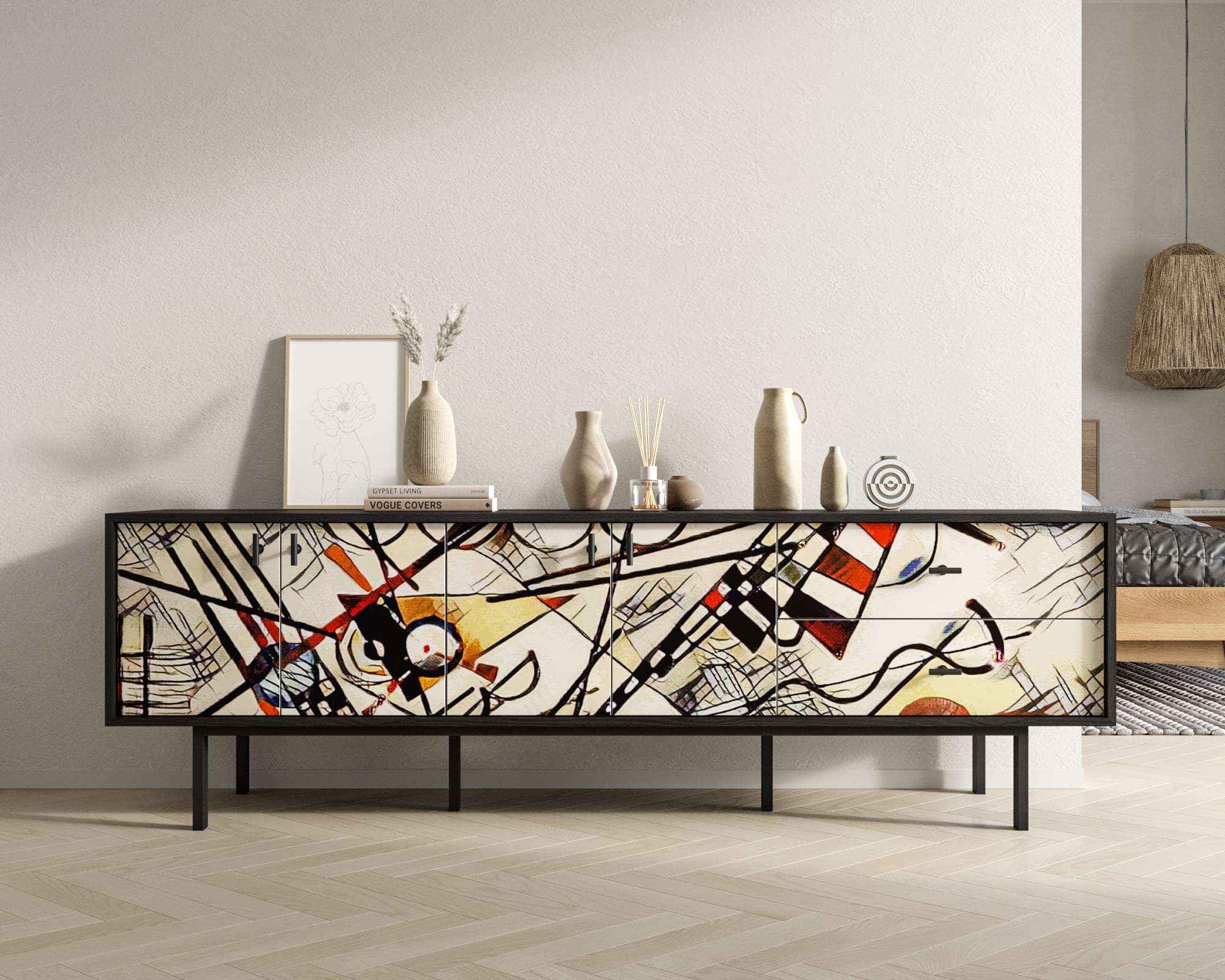 Комод с четырьмя дверками и двумя ящиками "Emerson" by Kandinsky арт EM04/Print_01 в интернет-магазине