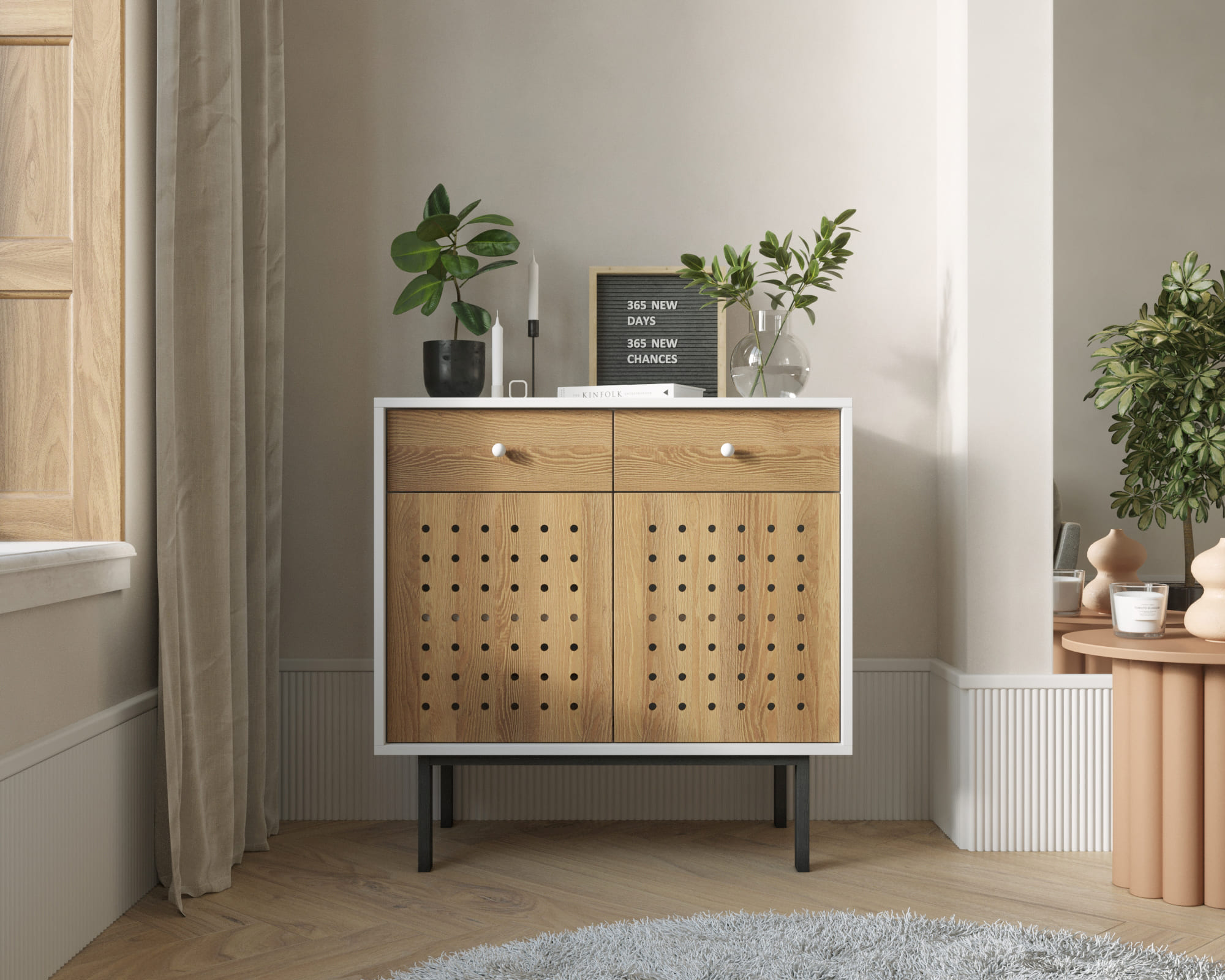 Комод с двумя ящиками и дверками KOTO арт KT12 в интернет-магазине