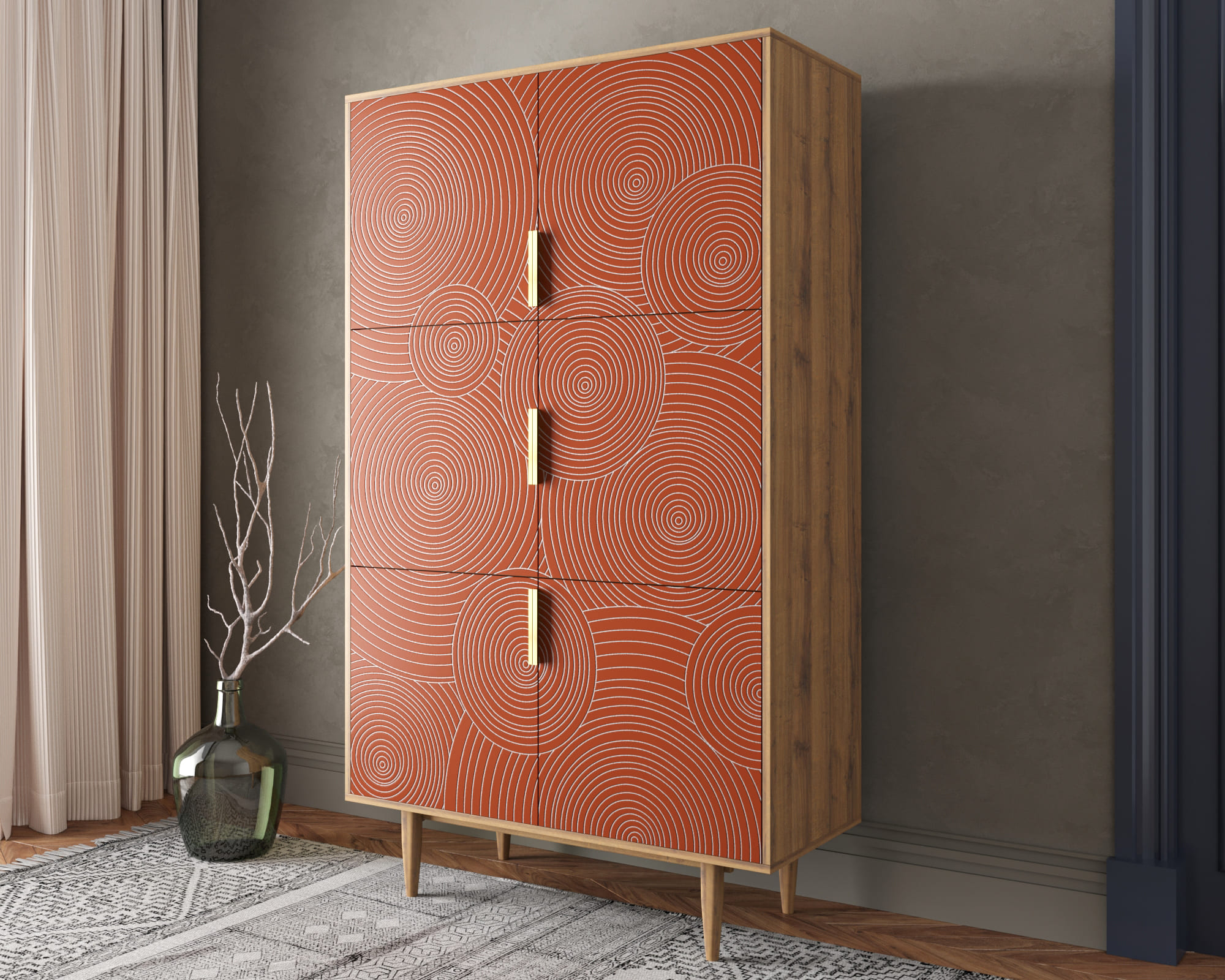 заказать Большой комод с шестью дверками "Line" R20/red