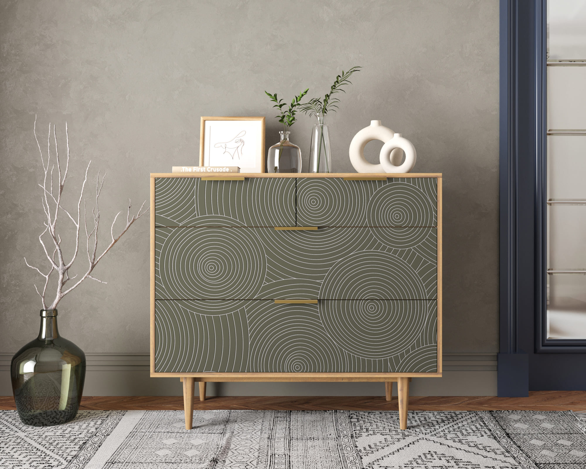 Комод с четыремя ящиками "Line" R22/browngrey в интернет-магазине