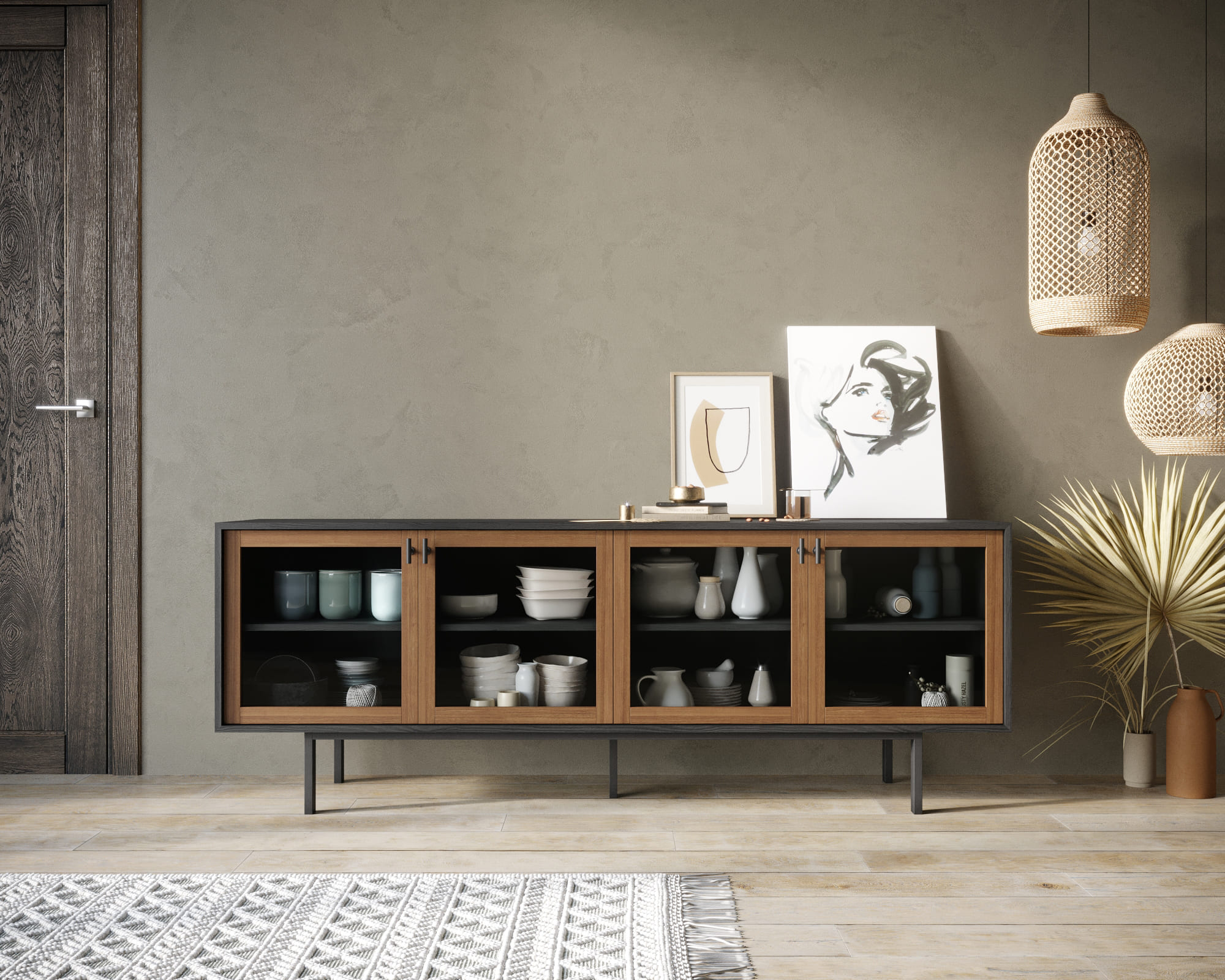 Комод с четыремя стеклянными дверками "Emerson" арт EM12 в интернет-магазине в Москве Комод с четыремя стеклянными дверками "Emerson" арт EM12 в интернет-магазине