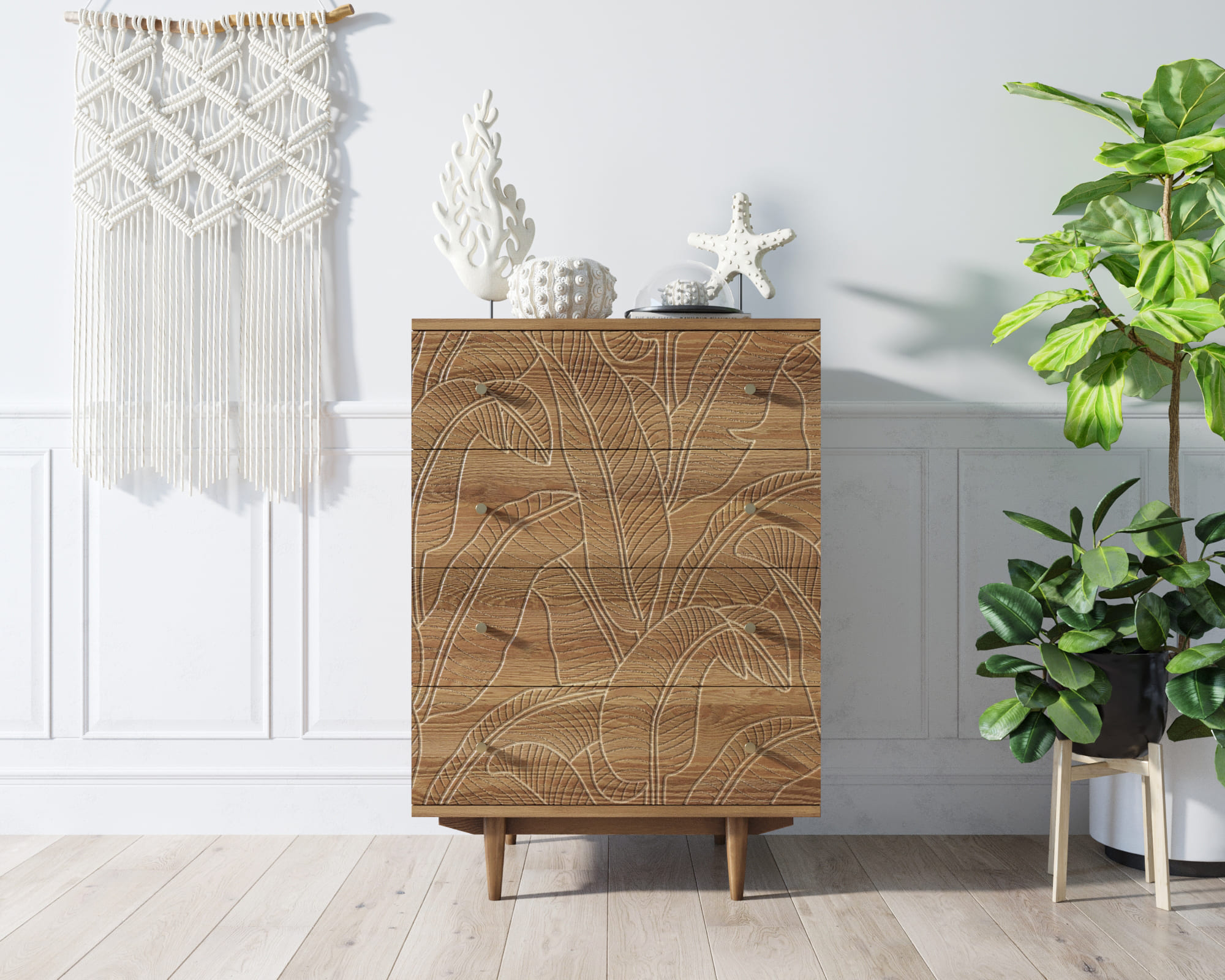 Комод "Boho" на 4 ящика джангл арт BH10 в интернет-магазине