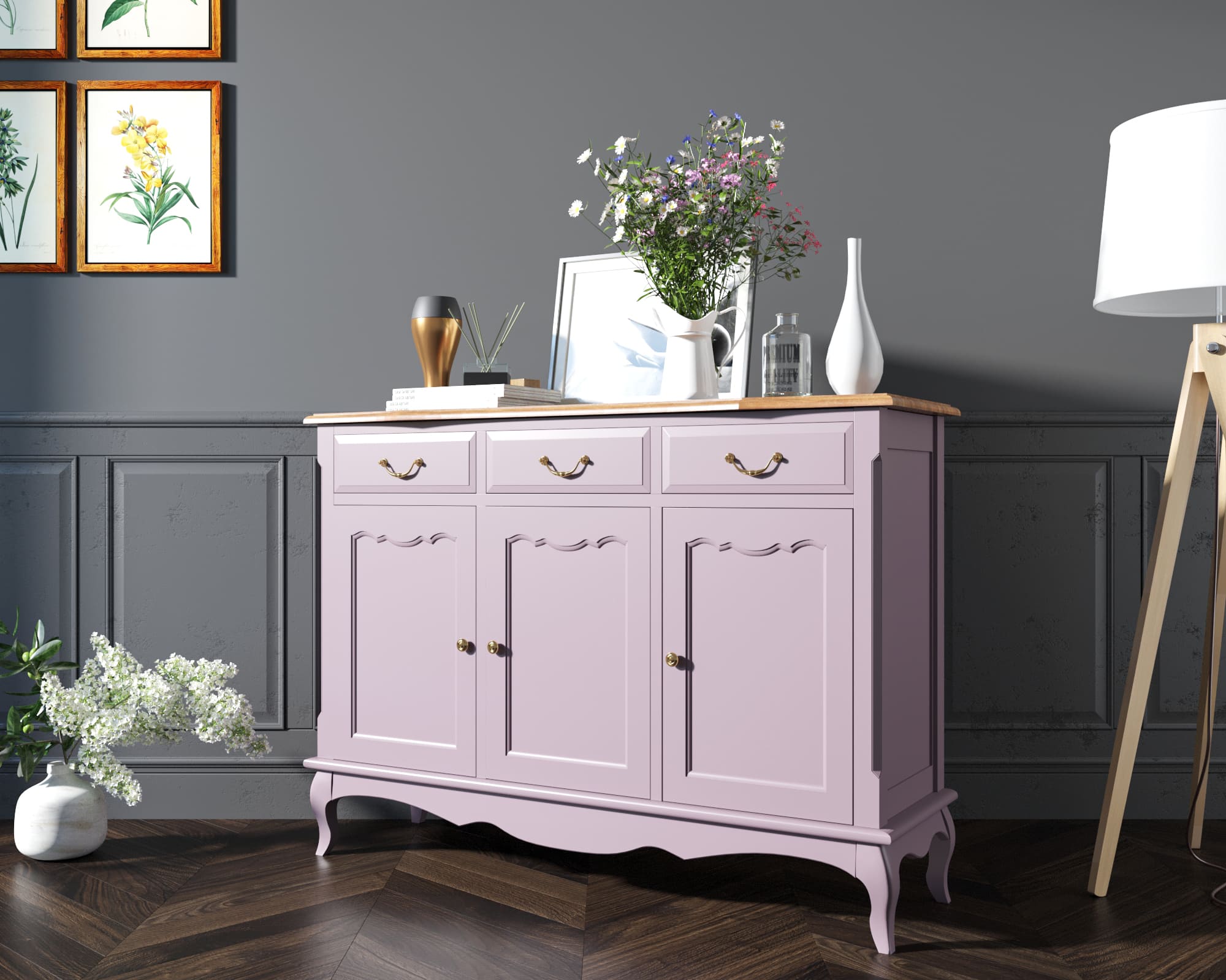 фото Комод "Leontina Lavanda" (3 ящика и 3 двери) арт ST9344L