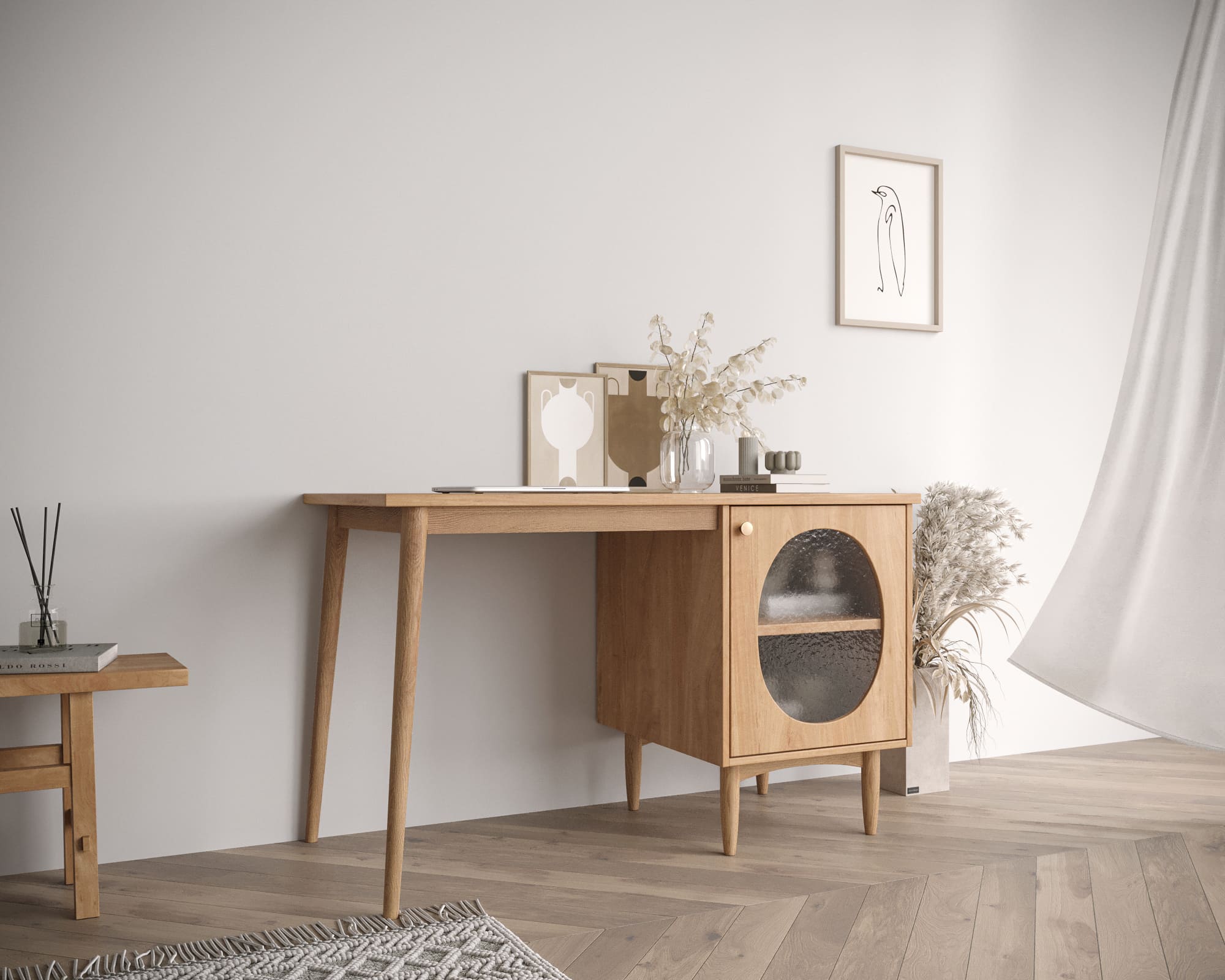 заказать Стол рабочий "Bubble" с правой тумбой арт BBL08