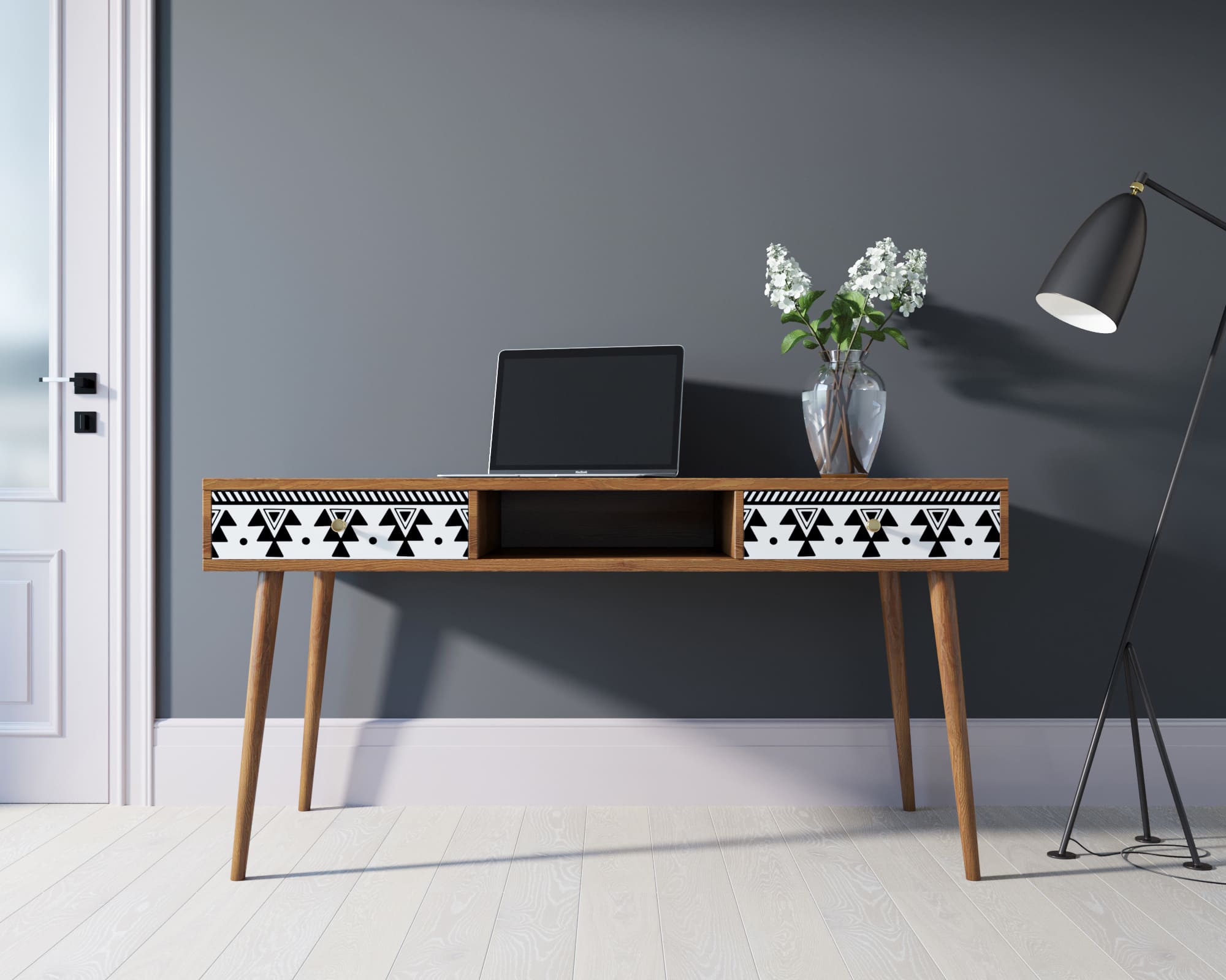 Стол рабочий "Berber" принт 19 арт BB18/Print_19 в интерьере