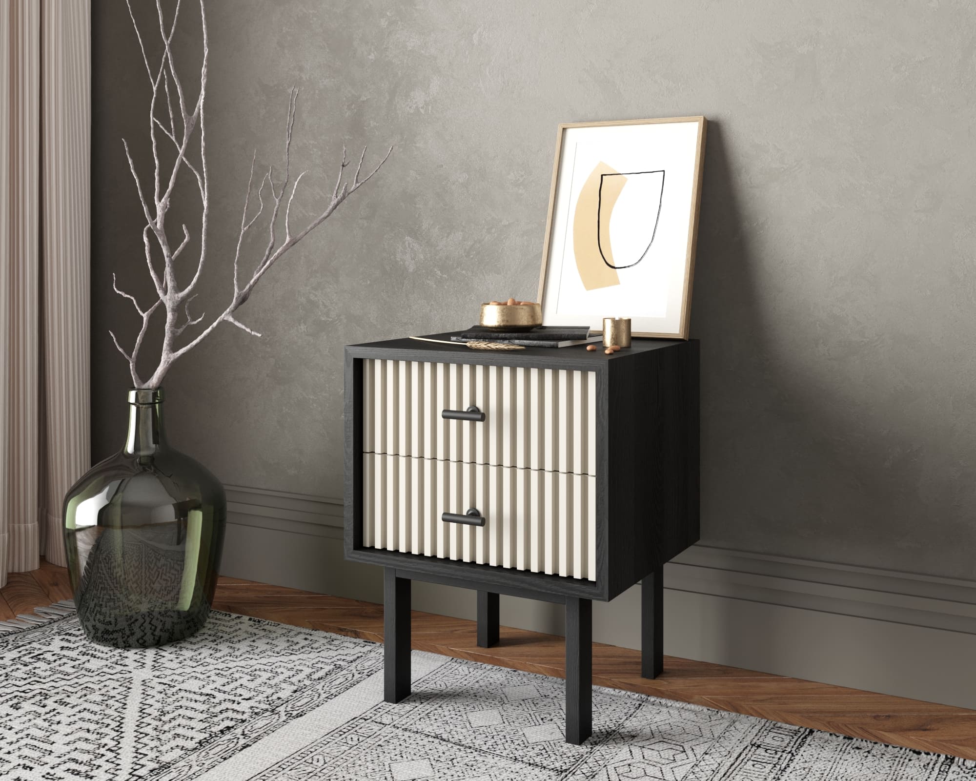 заказать Тумбочка с двумя ящиками "Emerson" арт EM16/milky/L в Москве заказать Тумбочка с двумя ящиками "Emerson" арт EM16/milky/L