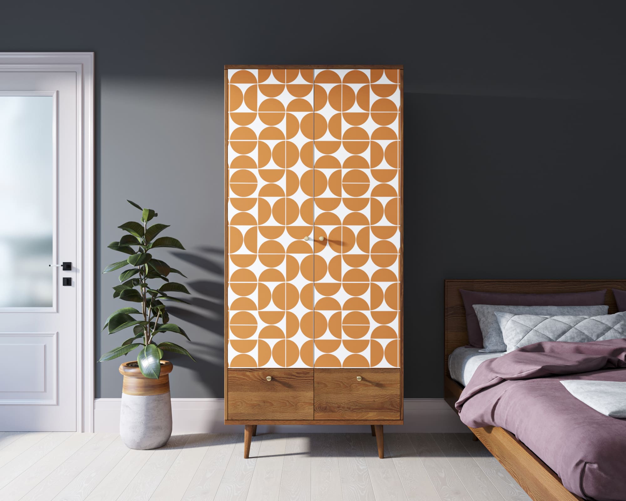 Шкаф двухстворчатый "Berber" принт 14 арт BB16/Print_14 в интерьере