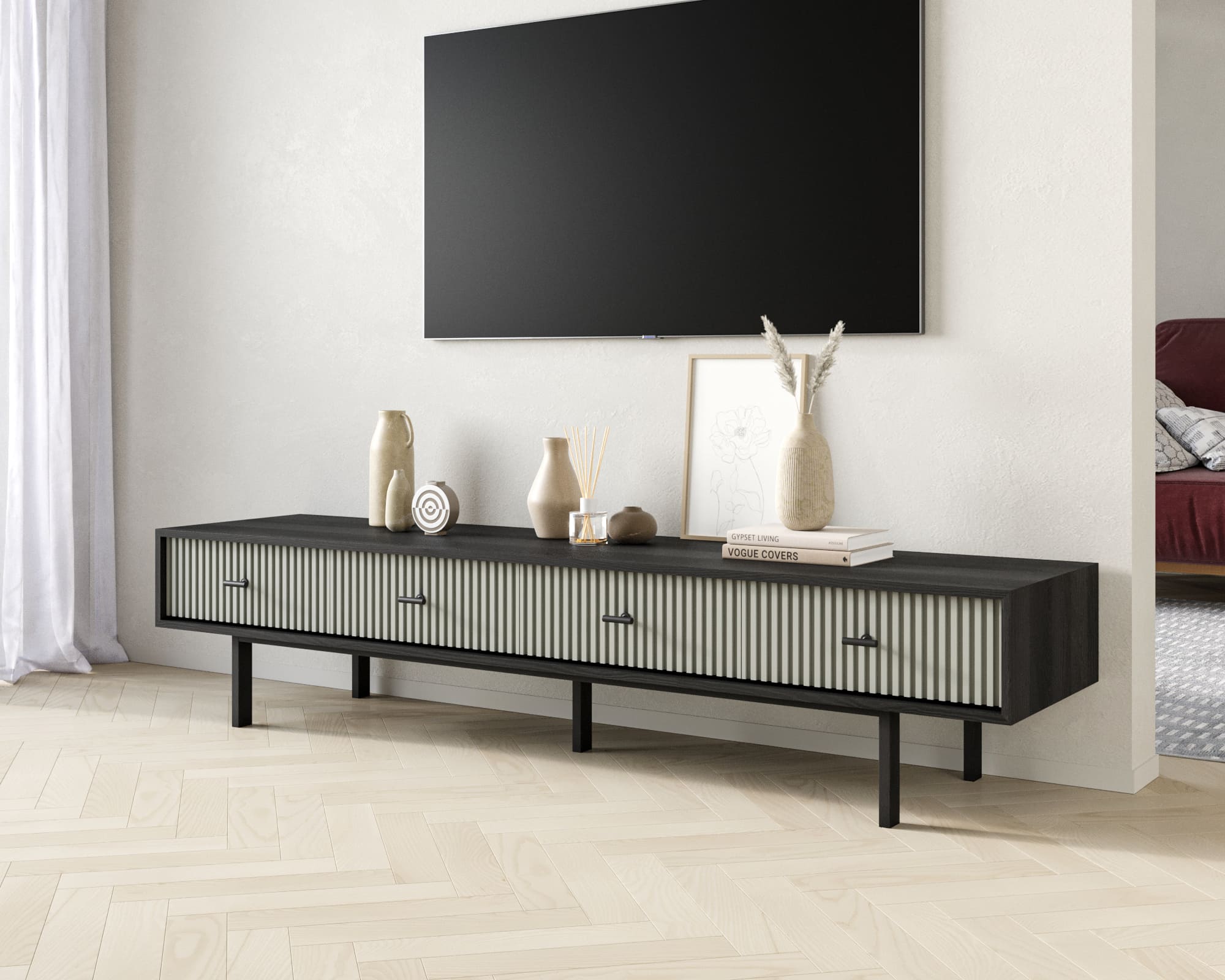 заказать Комод с четырьмя ящиками под TV "Emerson" арт EM06/gray/L