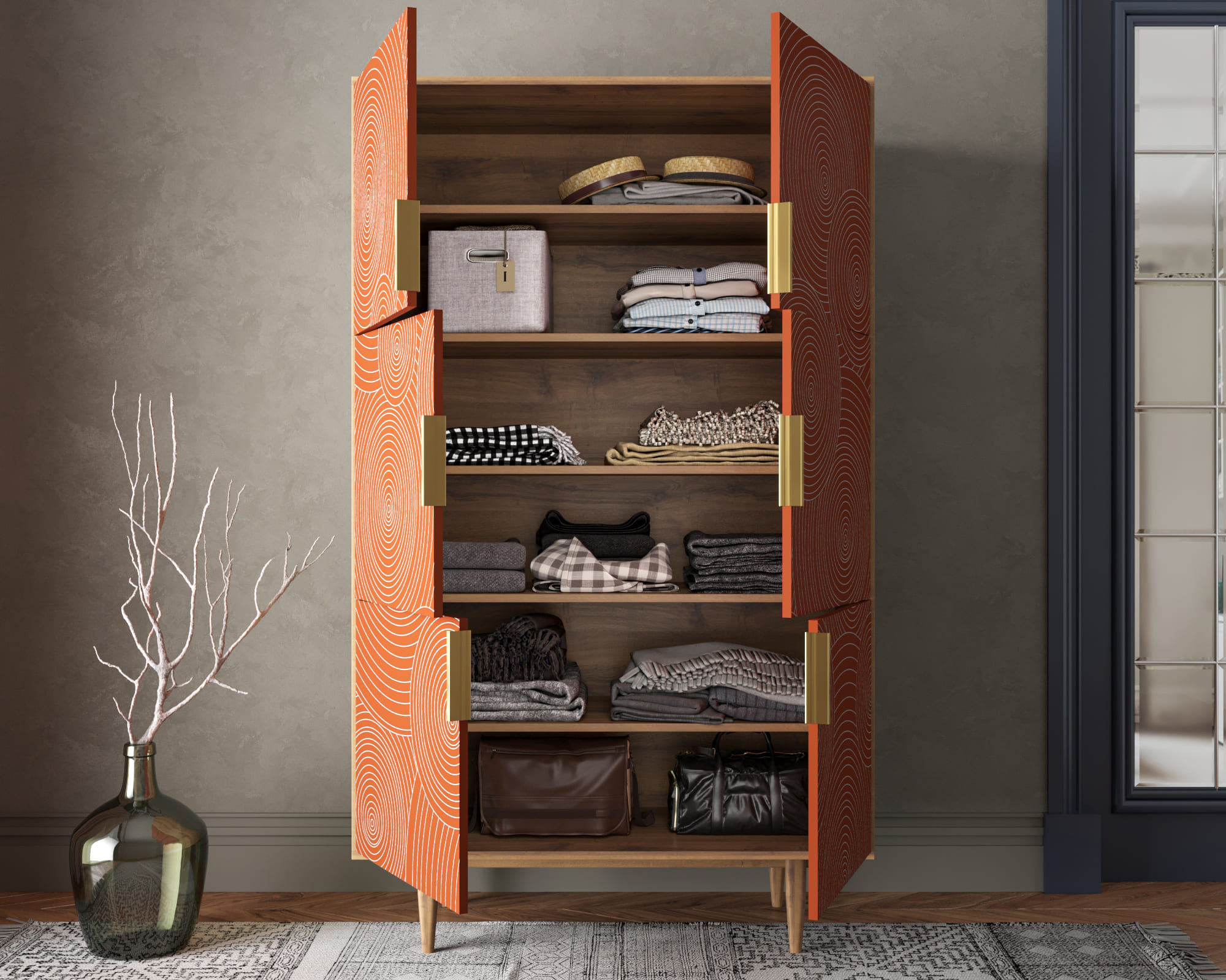 купить Большой комод с шестью дверками "Line" R20/red