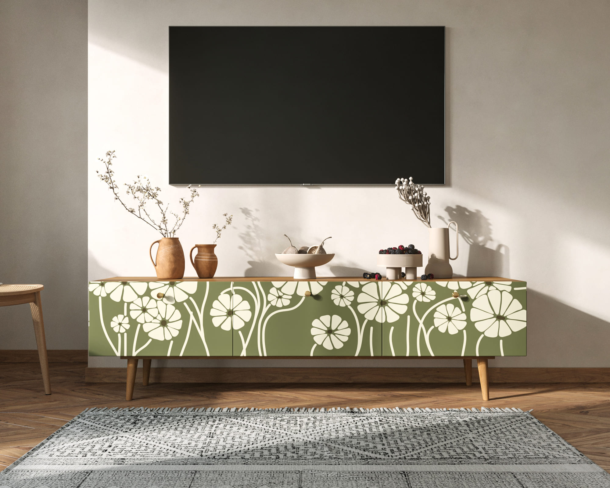 Комод "Berber" с ящиками низкий под TV арт BB19/Print_53 в интернет-магазине