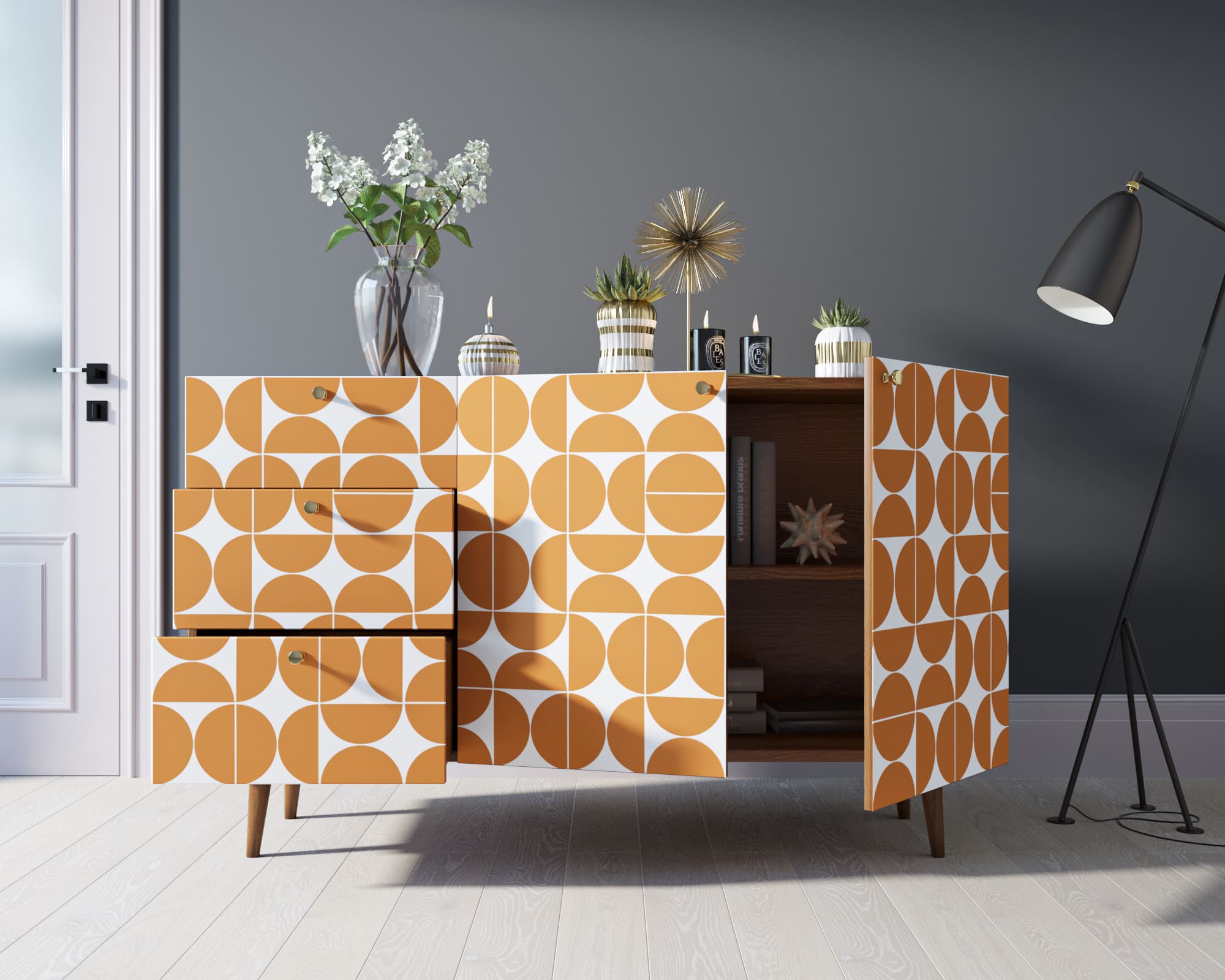 Комод "Berber" с двумя дверками и ящиками принт 14 арт BB17/Print_14 в интернет-магазине