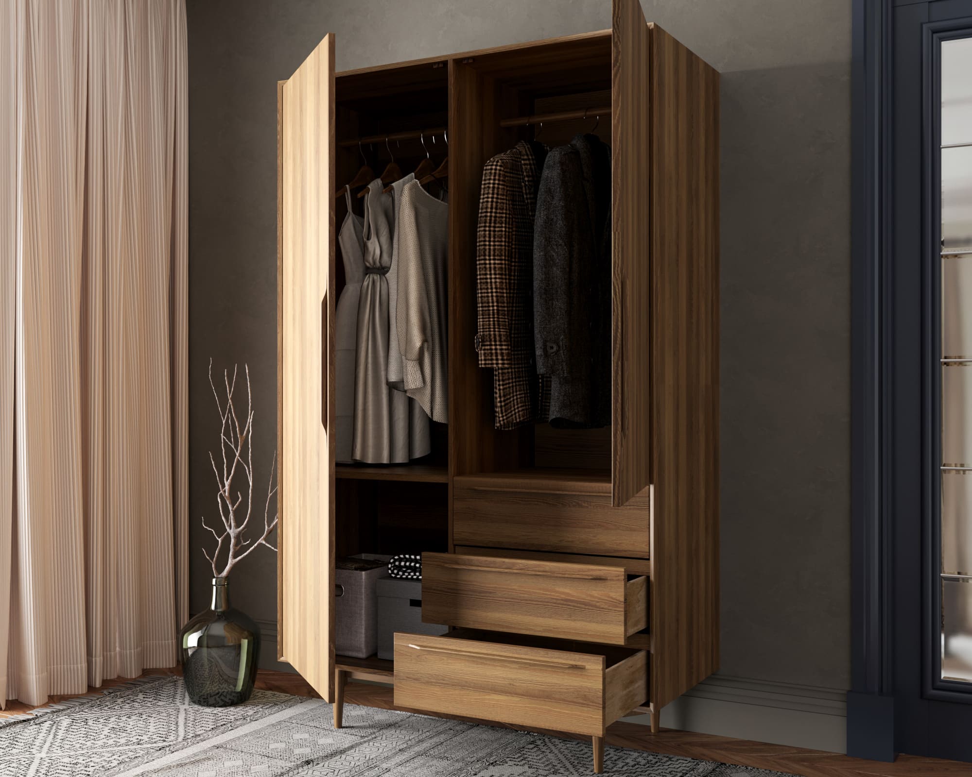 купить Шкаф в скандинавском стиле "Bruni" с ящиками арт BR27