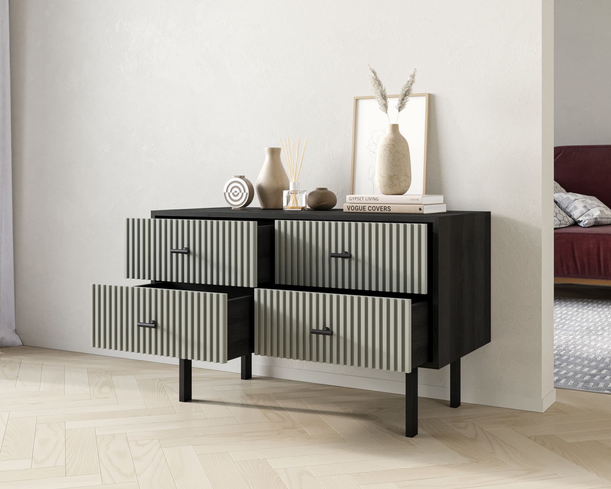 купить Комод с четырьмя ящиками "Emerson" арт EM05/gray/L