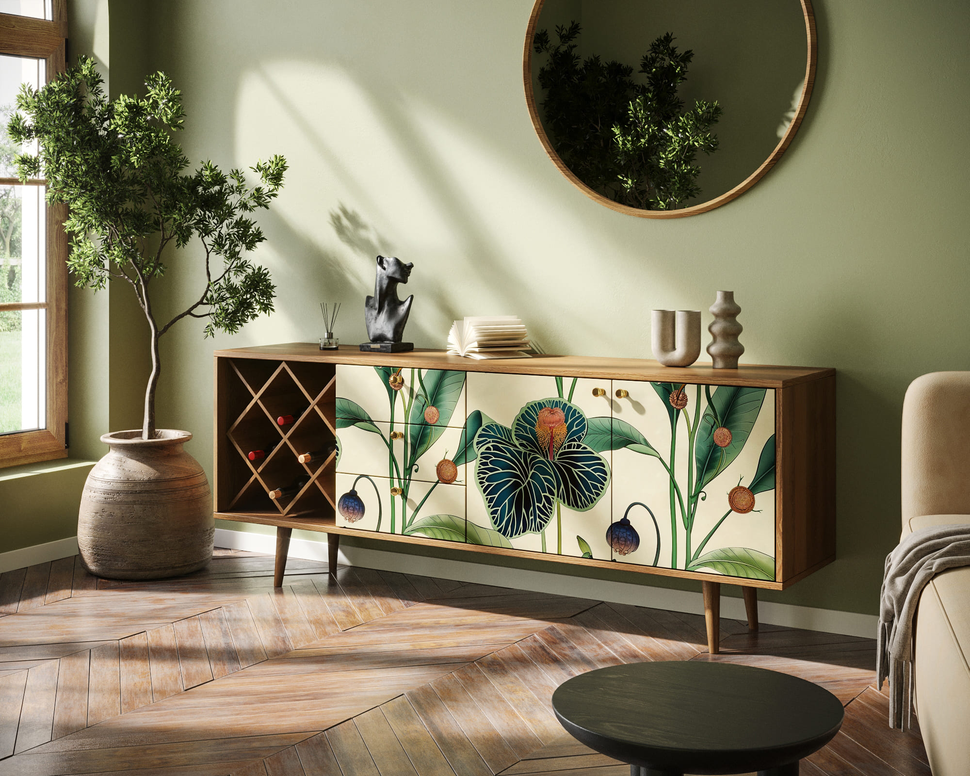 заказать Комод "Berber" удлиненный с бутылочницей арт BB15/Print_55