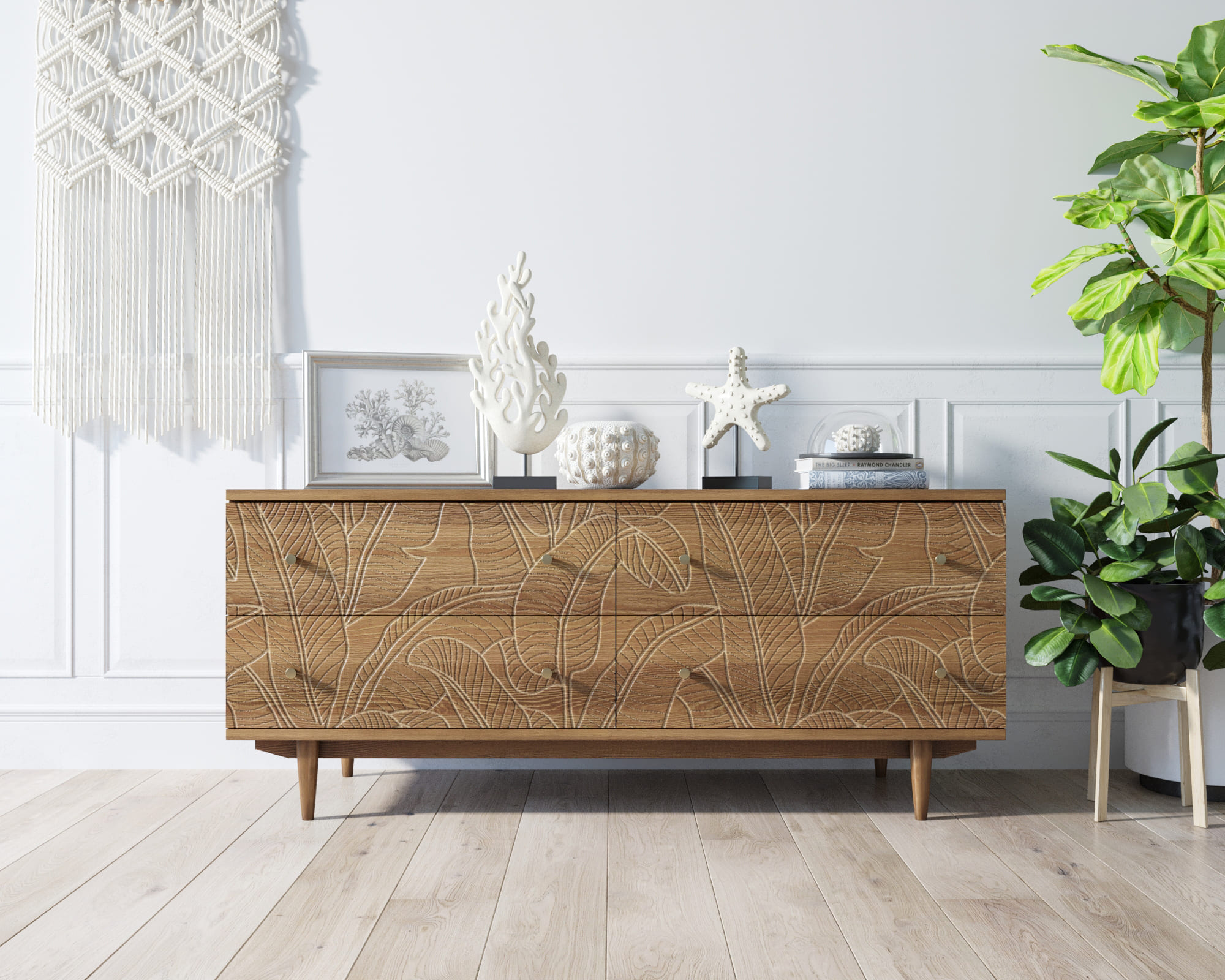 Комод "Boho" 4 ящика джангл арт BH09 в интернет-магазине