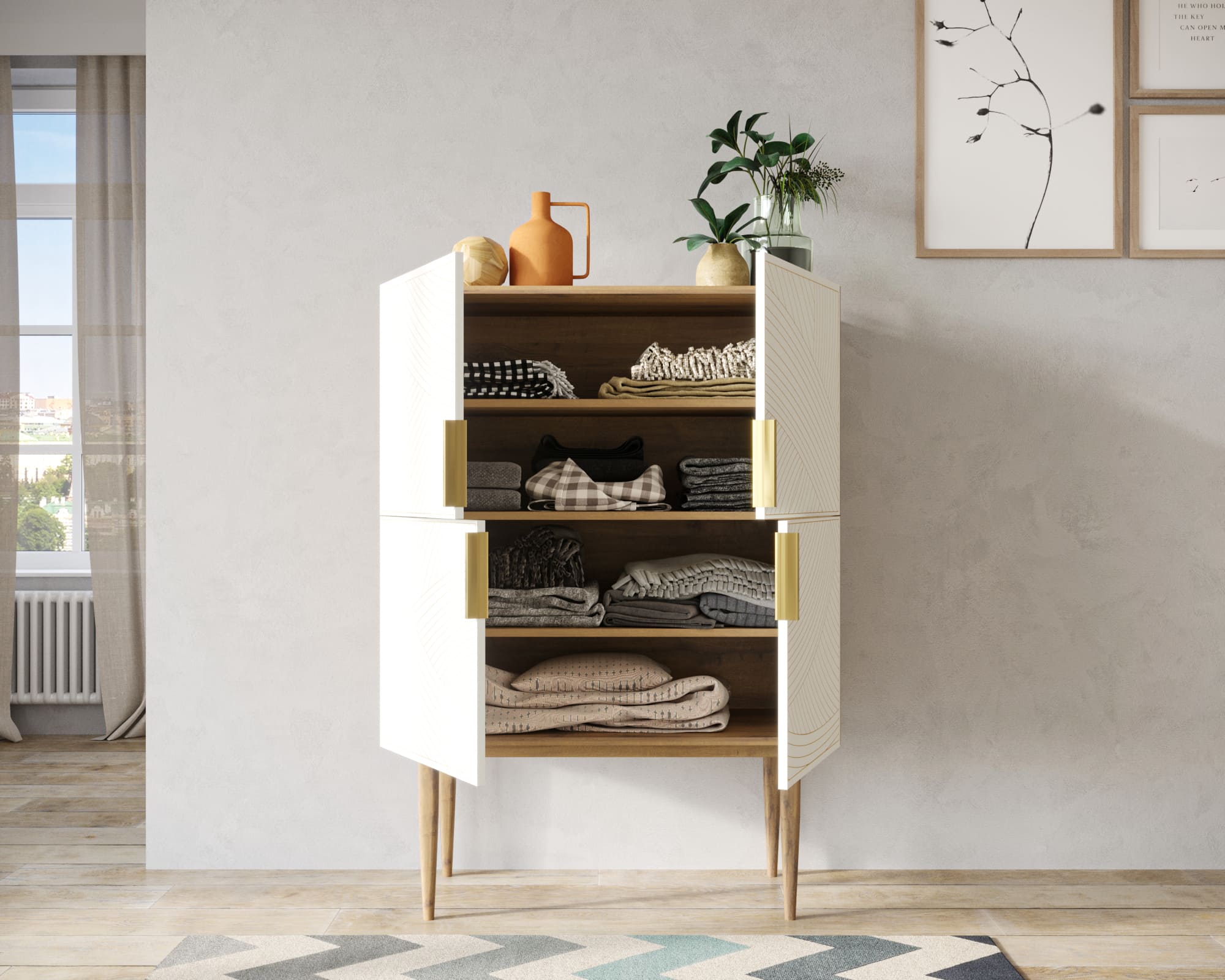 купить Малый комод с четырьмя дверками на высоких ножках "Line" LN13/GR1/beige