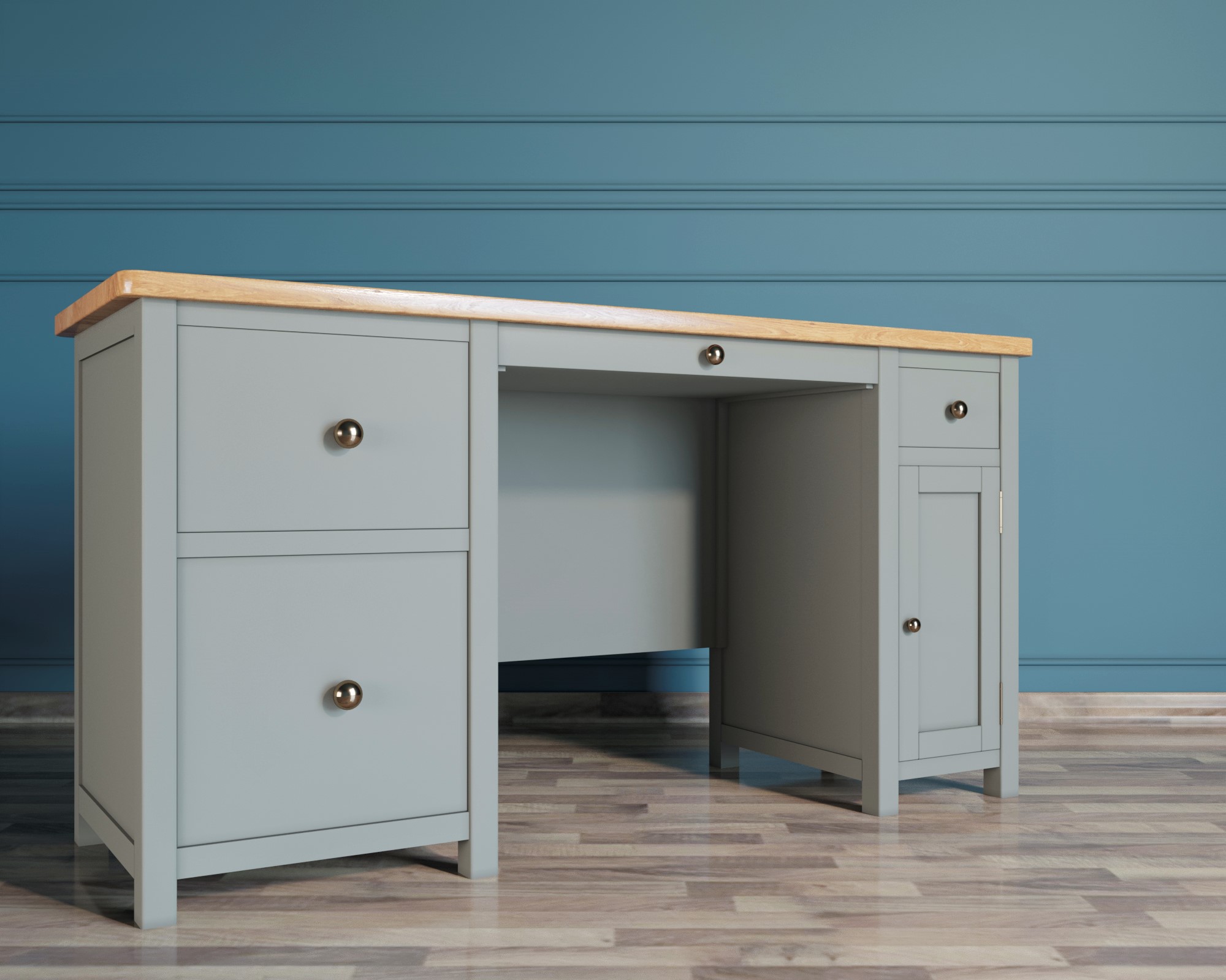 купить Большой рабочий стол "Jules Verne" с узкой тумбой серый арт JV14ETGG