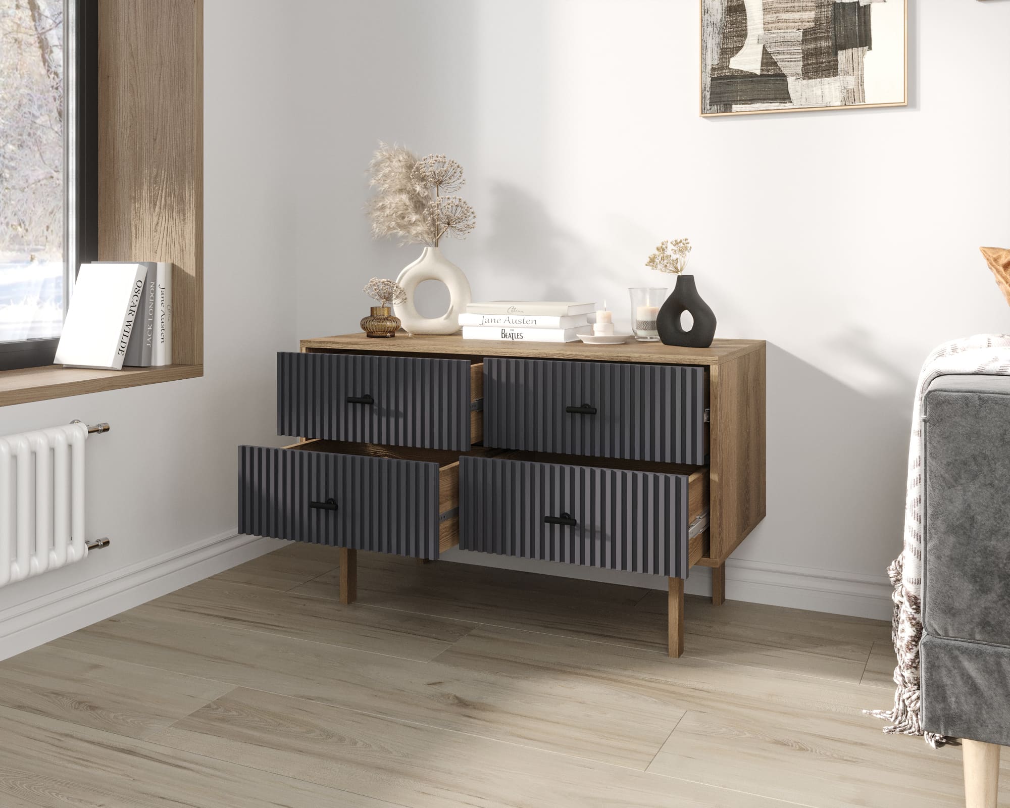 купить Комод с четырьмя ящиками "Emerson" арт EM05/7024/L в Москве купить Комод с четырьмя ящиками "Emerson" арт EM05/7024/L