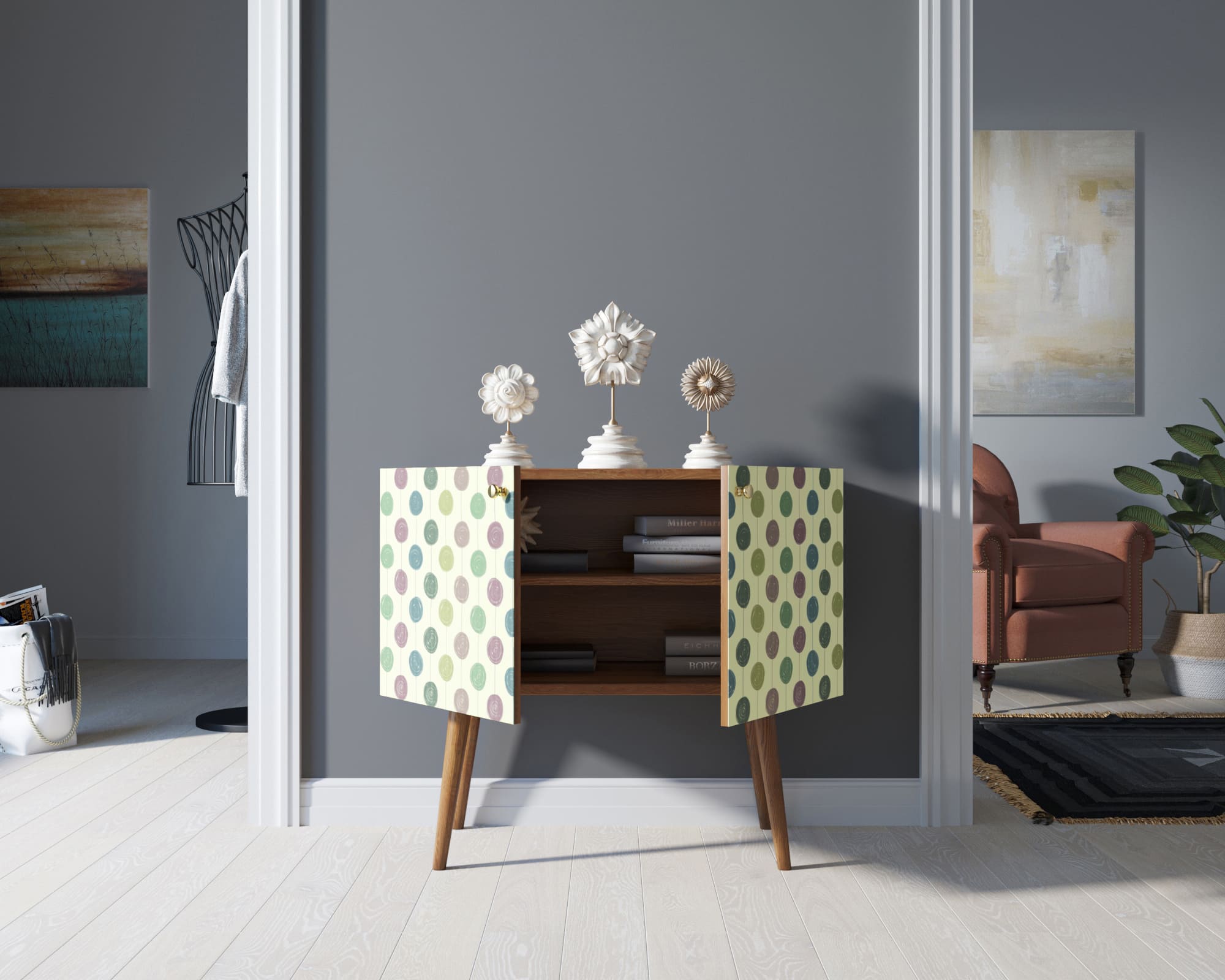 Комод на высоких ножках "Berber" малый принт 24 арт BB13/Print_24 в интернет-магазине в Москве Комод на высоких ножках "Berber" малый принт 24 арт BB13/Print_24 в интернет-магазине