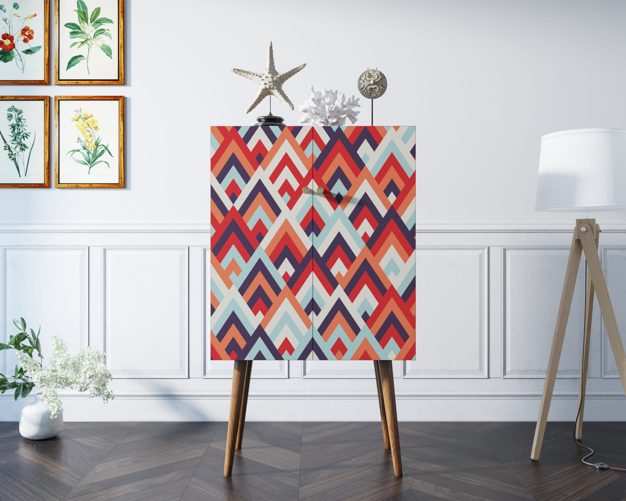 Комод на высоких ножках "Berber" 2 принт арт BB09/Print_02 в интерьере в Москве Комод на высоких ножках "Berber" 2 принт арт BB09/Print_02 в интерьере